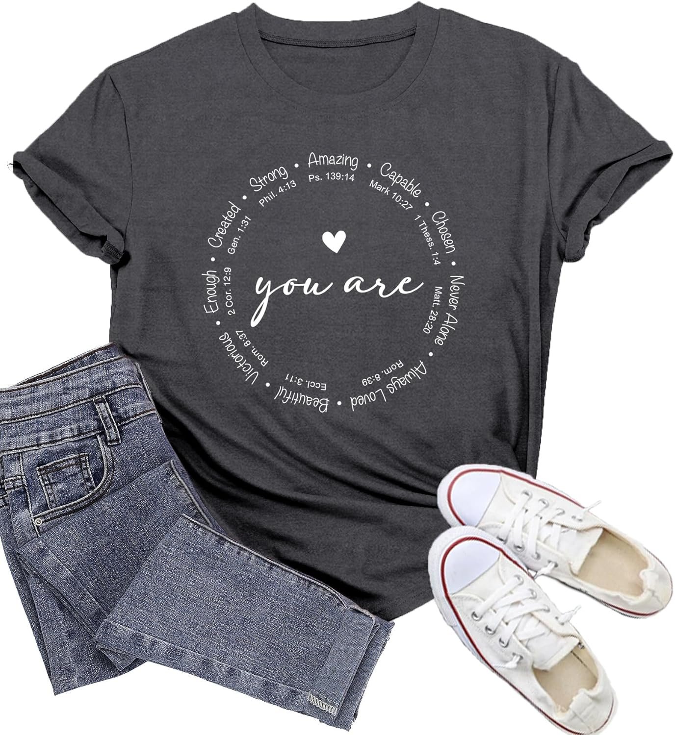 Christian Shirts for Women You are Inspiration Cute Heart Shirt Bible Verse Blessed Faith Top