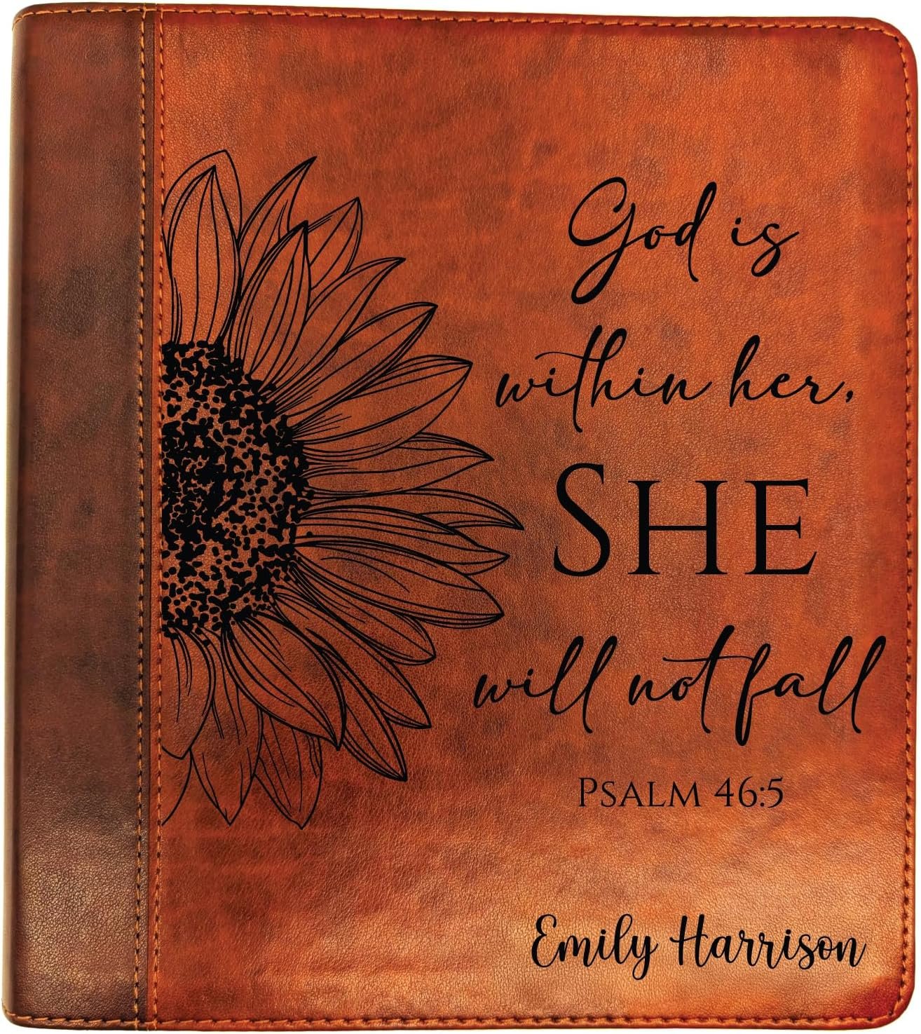 Personalized ESV Journaling Study Bible | Custom Engraved Name | Wide Margin for Notes | Christian Gift for Men & Women (Sunflower Personalized)