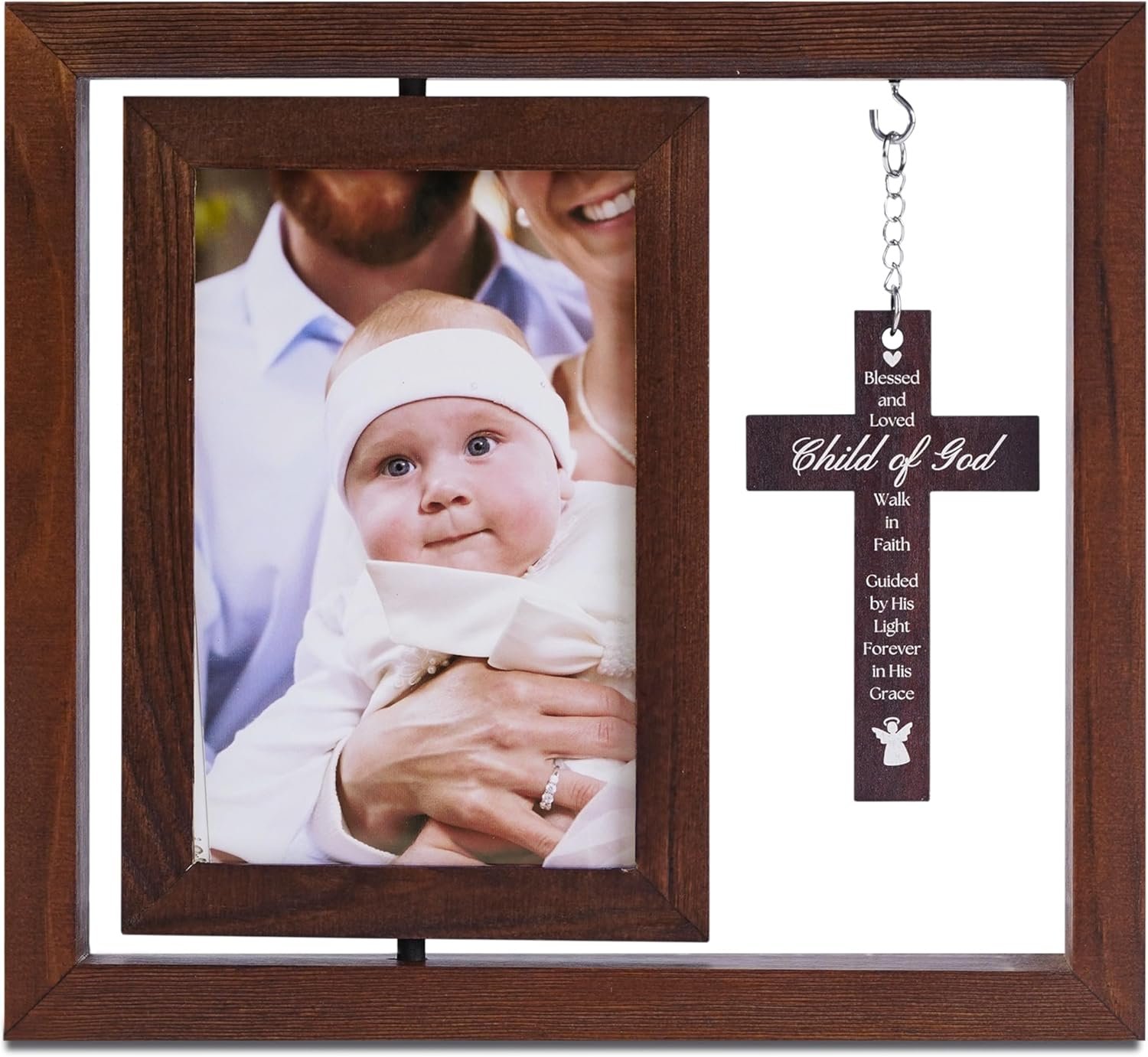 InnoBeta Baptism Gifts for Girls, Baby Baptismal Gifts, Dedication Gifts, Christening Gifts for Girls – Wood Baptism Picture Frame for Catholic, lds, Christian Baptism – 4″x 6″ Photo, Wall & Tabletop