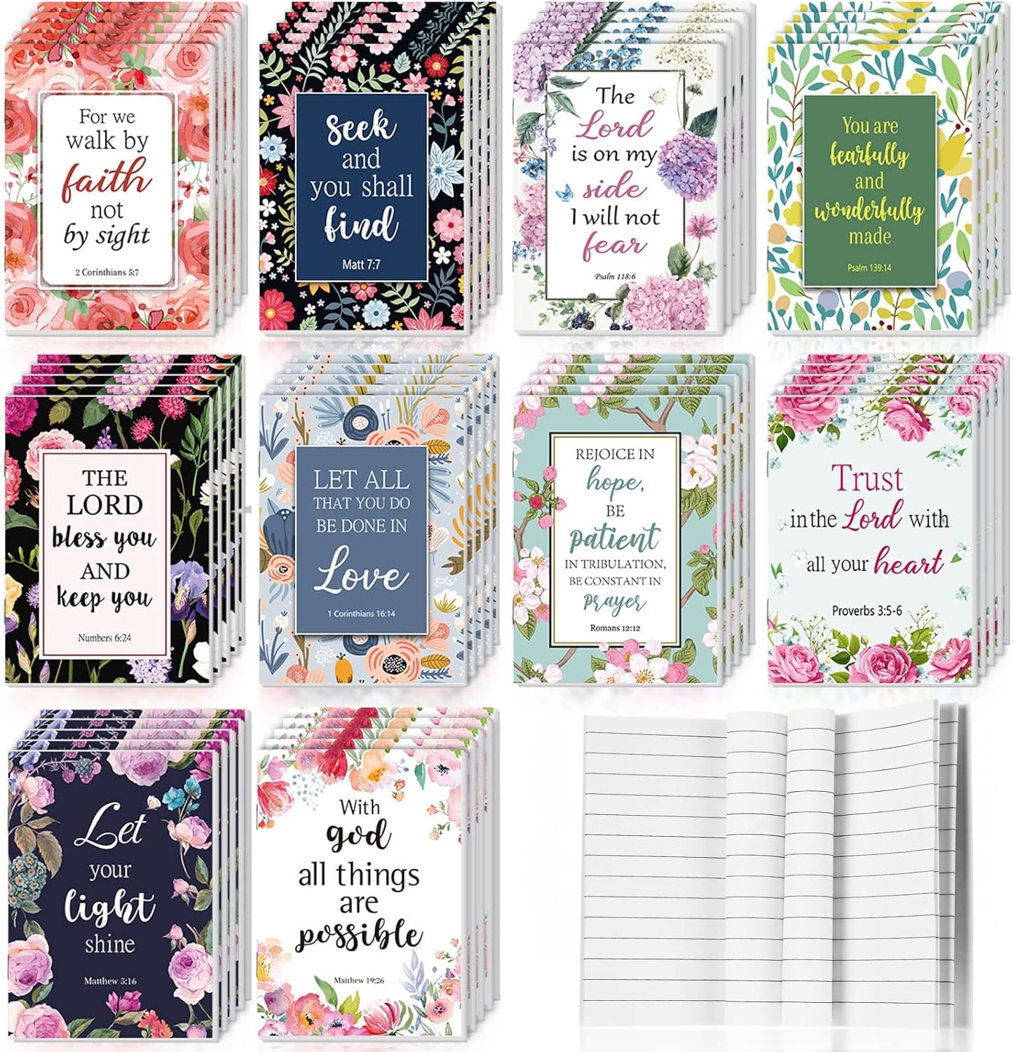 CHENGU 50 Pcs Bible Verse Notebook Christian Journals Bulk Christian Gifts Religious Prayer Journals Inspirational Notepads for Women Men Scripture Notepads Pocket Office School Home (Novel Style)
