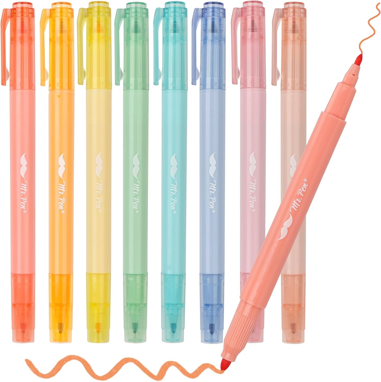 Mr. Pen- Dual Tip Bible Highlighters, 8 Pack, Pastel Colors, Fast Dry Highlighters Set, Cute Markers for Bible Study, Journaling, School, Office Supplies and Accessories