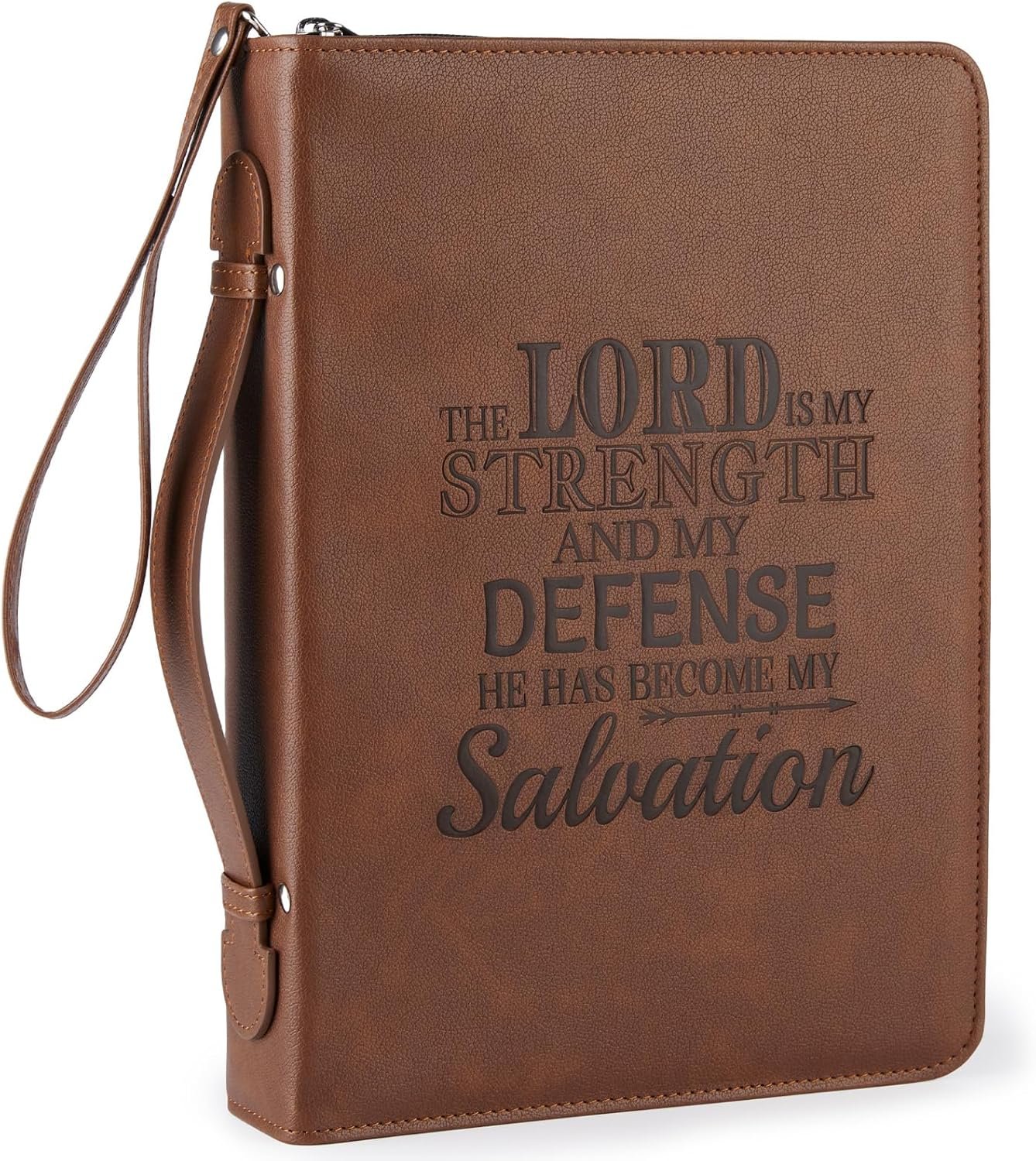 Bible Cover Case for Women and Men, PU Leather Bible Bag Bible Study Supplies Accessories with Detachable Wrist Strap