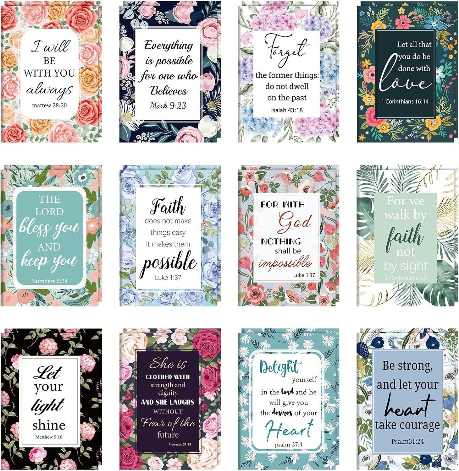 BESARME 24 Pack Bible Verse Small Pocket Notebook Bible Inspirational Notebooks Religious Devotionals Gifts for Women School Supplies Christian Gift Religious Easter Gifts for Girls (Floral style)