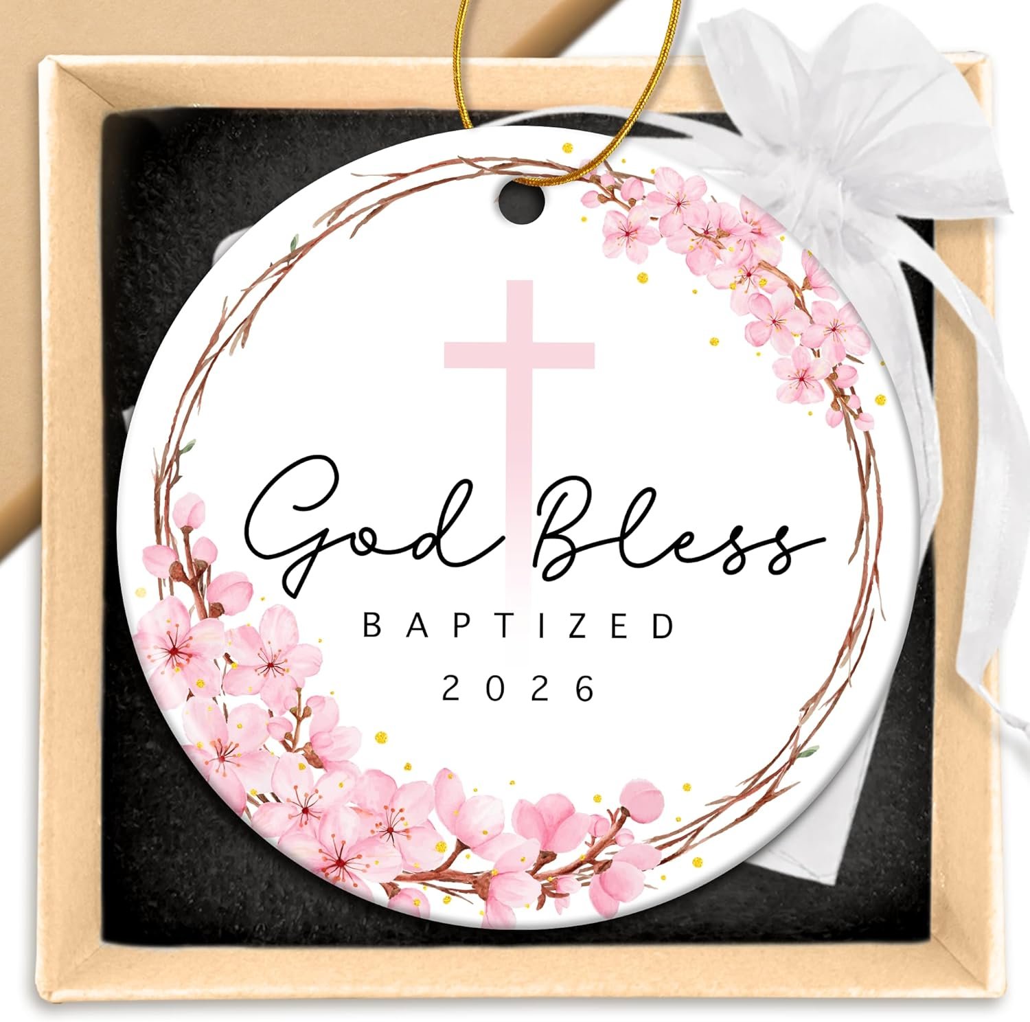 ZAGKOO Baptism Gifts for Girls – Christening Gifts for Girls – Baptism Ornament for Baby, Kids, Women – Godchild Gift from Godparents – God Bless Baptized Christmas Ornament 2026