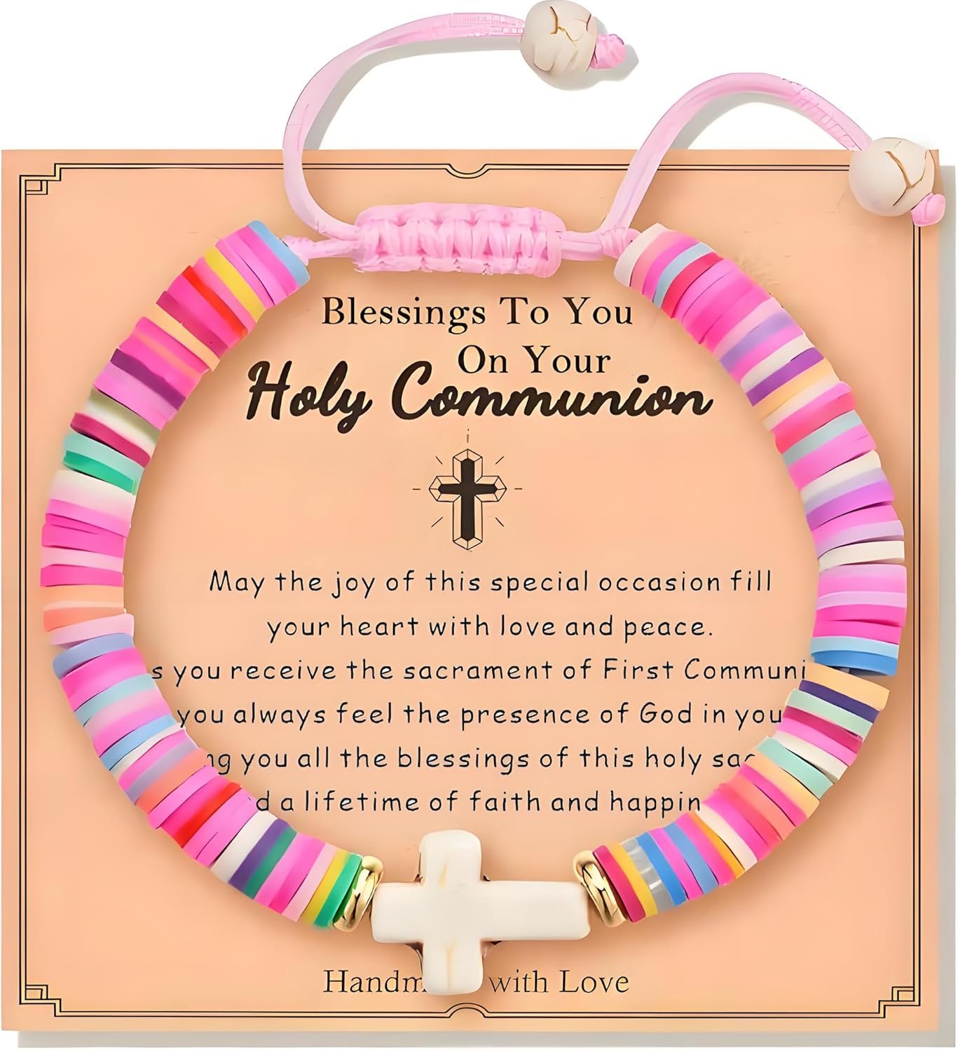 Baptism Cross Bracelet for Girl Gifts, First Communion Confirmation Christening Gifts for Boys, Kids,Teenage Girls, Daughter Granddaughter Godchild Niece Sister