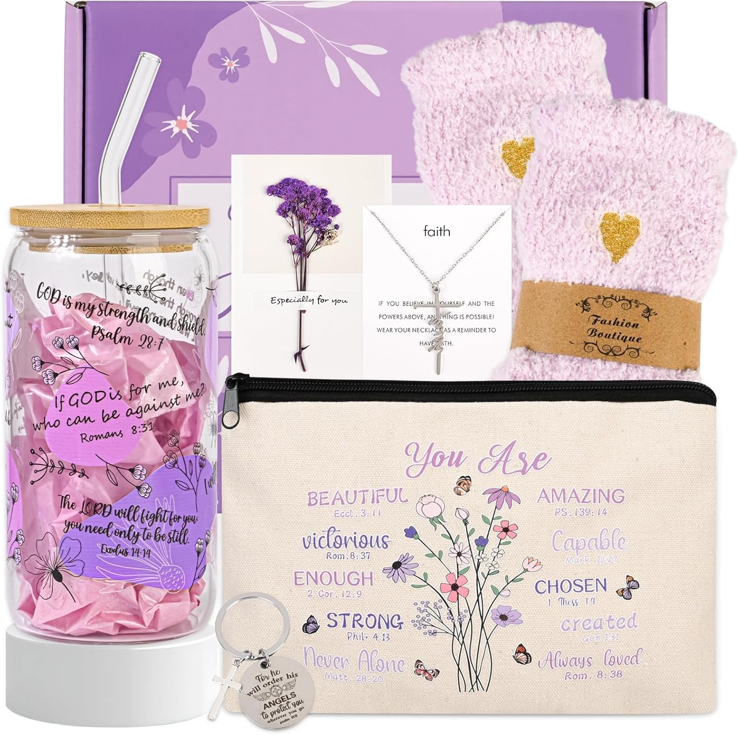 Bayelove Christian Gifts for Women Faith Religious Encouragement Spiritual Inspirational Gifts for Women (Christian Purple)