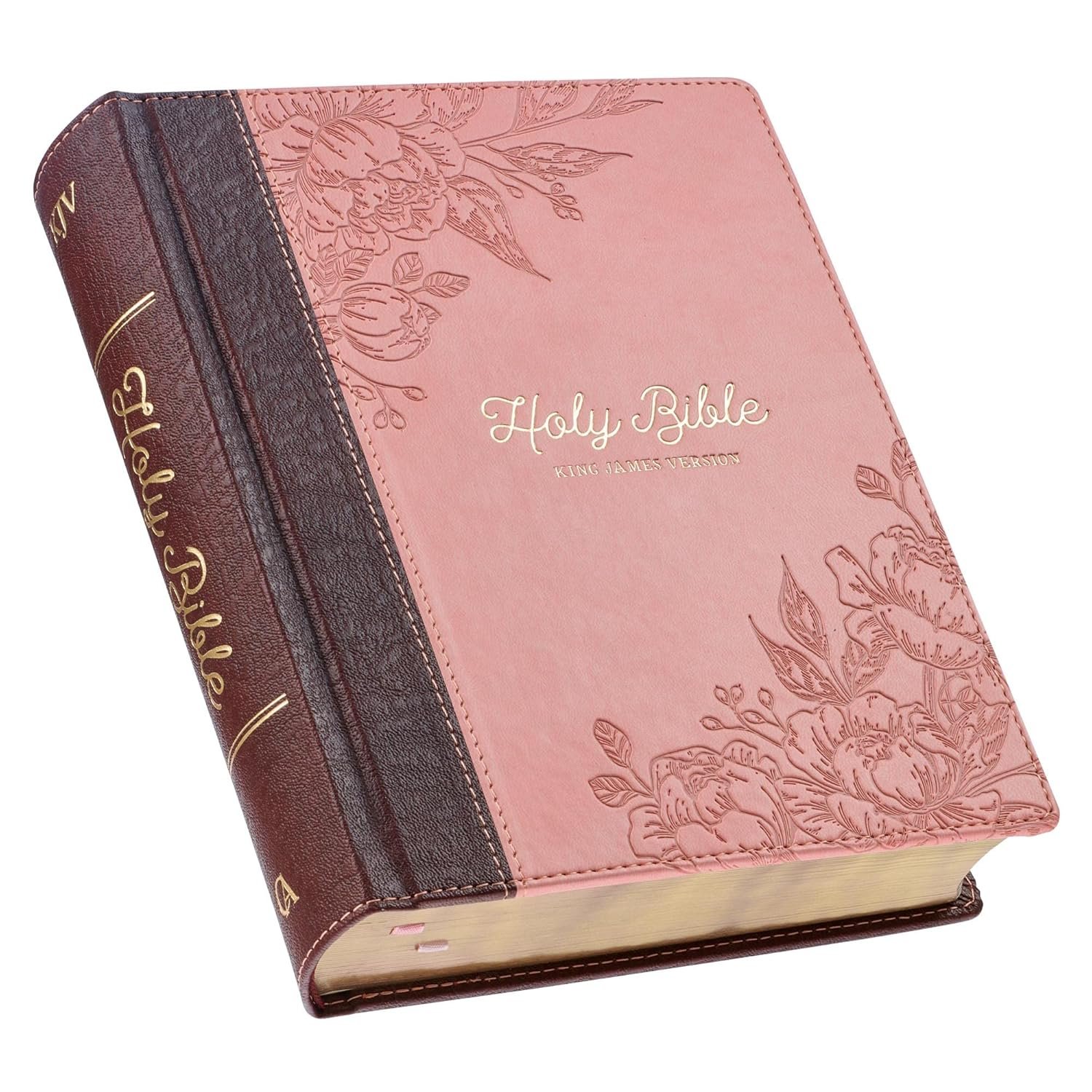 KJV Holy Bible, Note-taking Bible, Faux Leather Hardcover – King James Version, Brown/Pink (KJV Note-taking Editions)