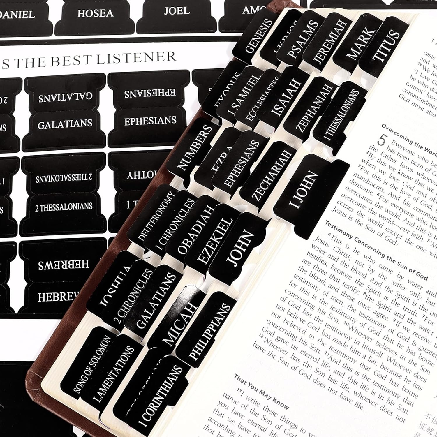 Bible Tabs for Men, 90 Pieces Large Print Small Bible Bookmarks Index Tabs Study Supplies Guide Kit, Black Baptism Christian Gifts for Women April Fool’s Day‌ Beginner Easy to Read