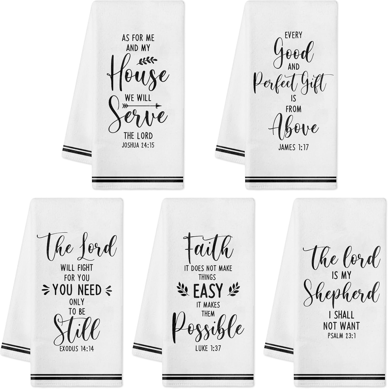 R HORSE 5Pcs Religious Christian Kitchen Dish Towel, Bible Verse Absorbent Quick Dry Cloth Dish Tea Towels, Reusable Bar Hand Dishcloths Home Holiday Decor Christian Gifts for Women Men Housewarming