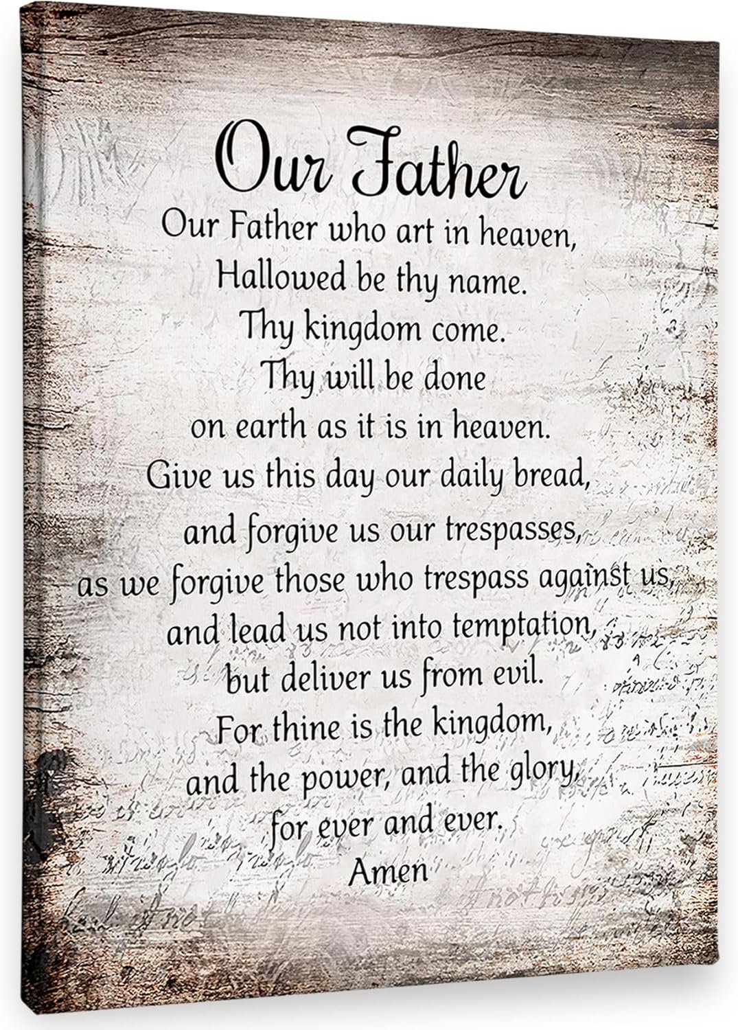 PHAMTE Our Father Prayer Wall Decor,Christian The Lords Prayer Wall Art Decor,Inspirational Quotes Bible Verse Scripture Print Framed Canvas Painting Christian Prayer Room Office Church Decor(11×14)
