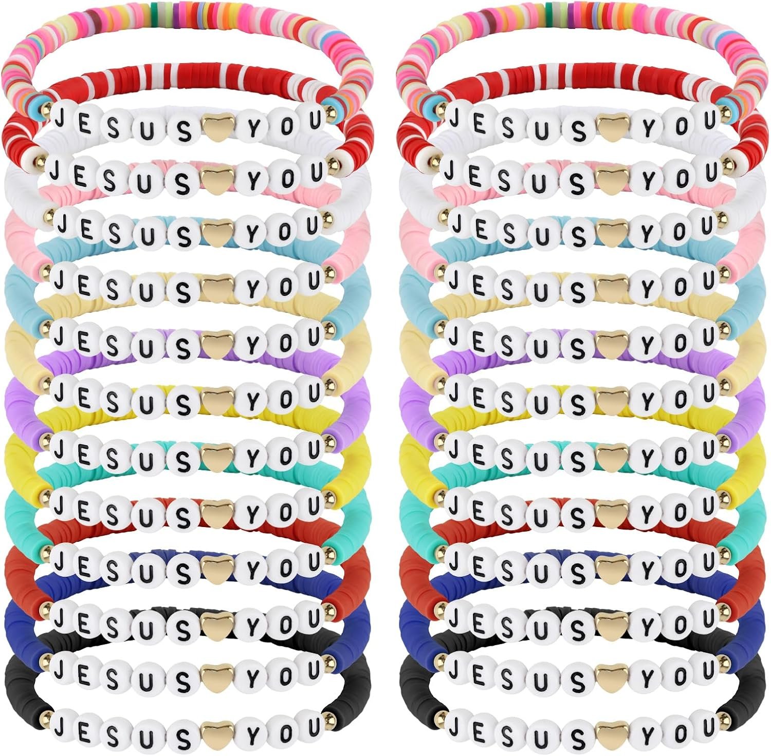 24PCS Jesus Loves You Bracelets Friendship Bracelets Bulk Christian Friendship Jewelry Easter Gifts for Women Men Inspirational Religious Gift