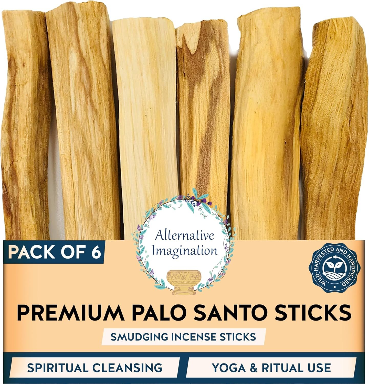 Palo Santo Sticks – Incense Sticks for Spiritual Cleansing, Stress Relief, Meditation Accessories, Home Fragrance – Sustainably Wild Harvested – Pack of 6 – Alternative Imagination