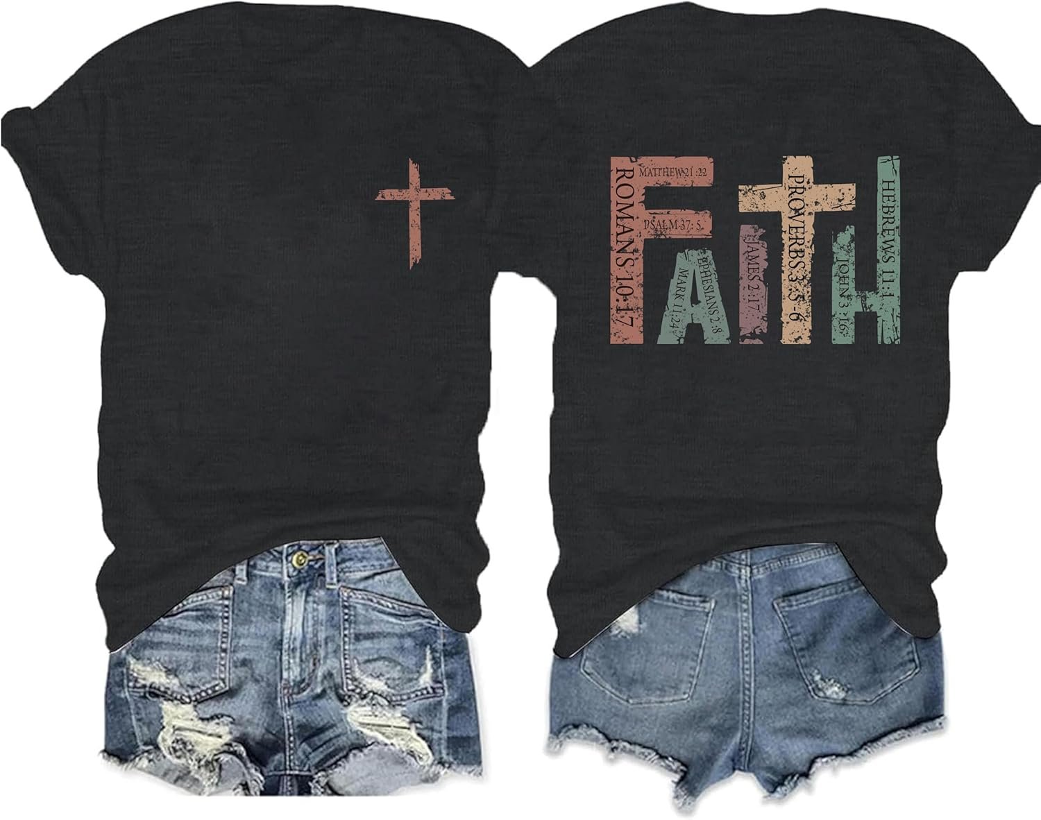Faith Shirts for Women Christian Shirt Jesus Cross Graphic Tees Bible Verse Religious Sayings Casual Tops