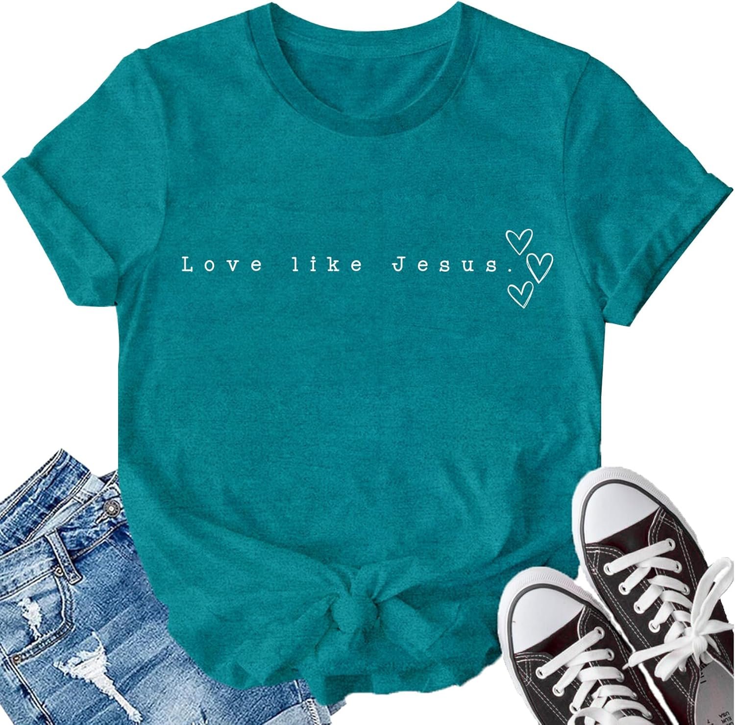 LBP Love Like Jesus Shirt Christian Minimalist Shirt for Women Faith-Based Tees Christian Tops