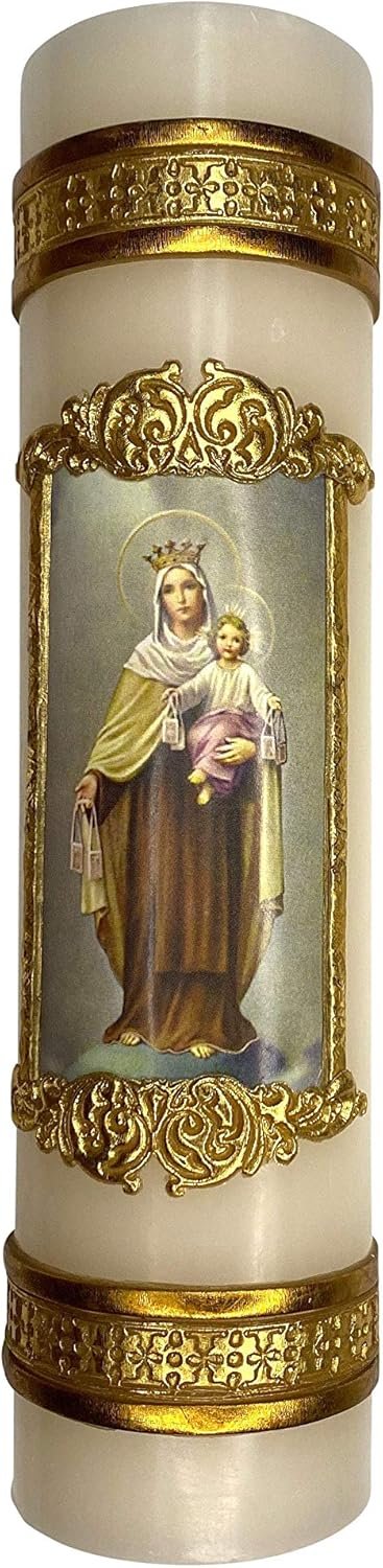Our Lady of Mount Carmel Virgin Mary Candle Carmelite Carmelitas Cirio Vela de La Virgen del Carmen