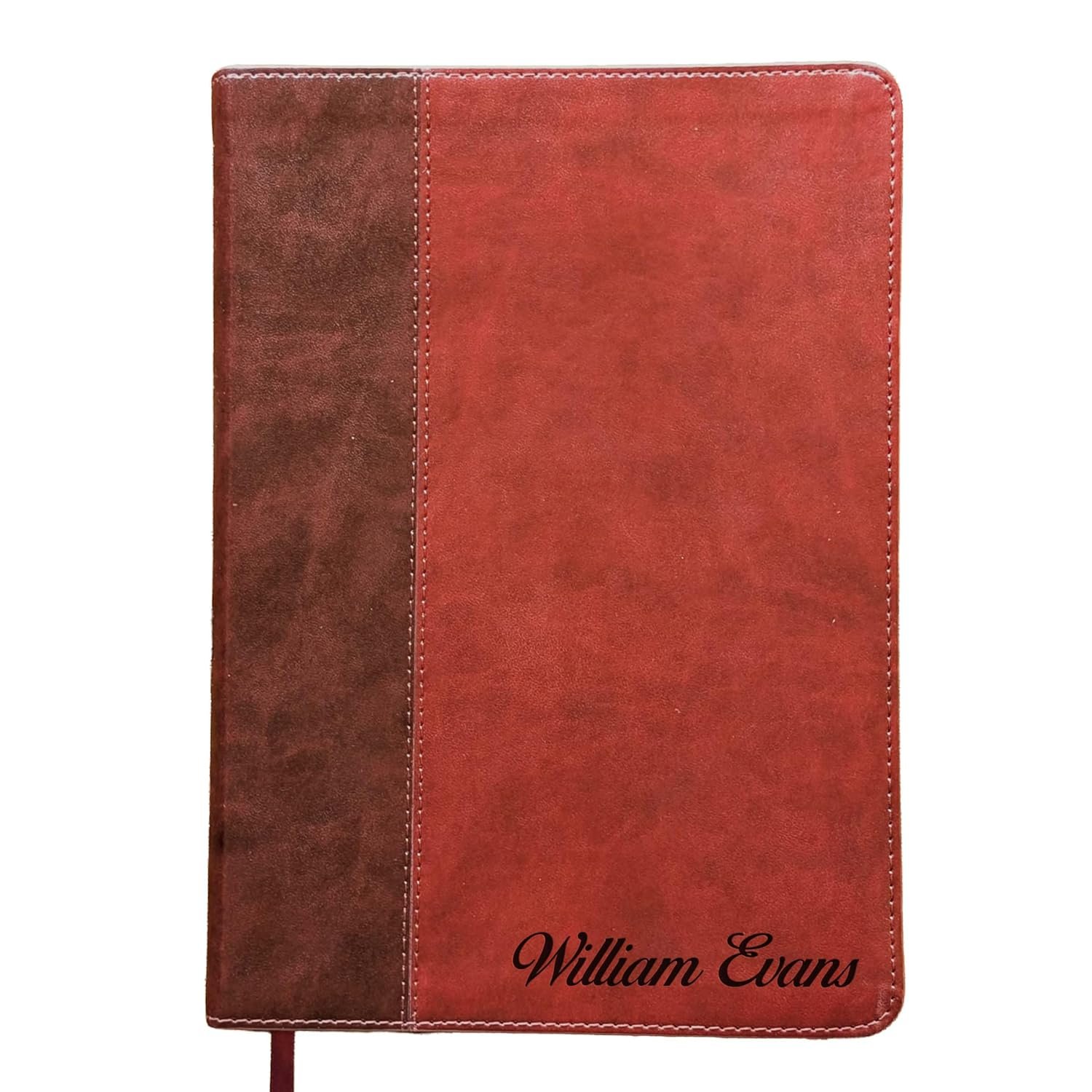 Personalized ESV Single Column Journaling Bible, Large Print – Burgundy/Red TruTone Faux Leather Timeless Design | Custom Name Engraved | English Standard Version with 2″ Ruled Margins, 9.5 pt Font & Reading Plan (Name Only)