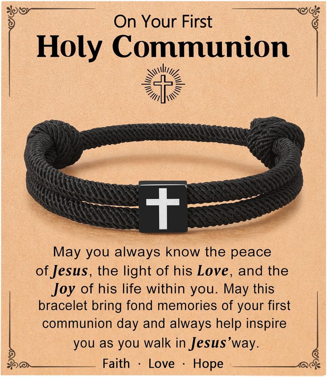 UNGENT THEM Cross Braided Rope Bracelet for Men Teen Boys, Easter Christian Baptism Confirmation Christmas Valentines Graduation Gifts Ideas