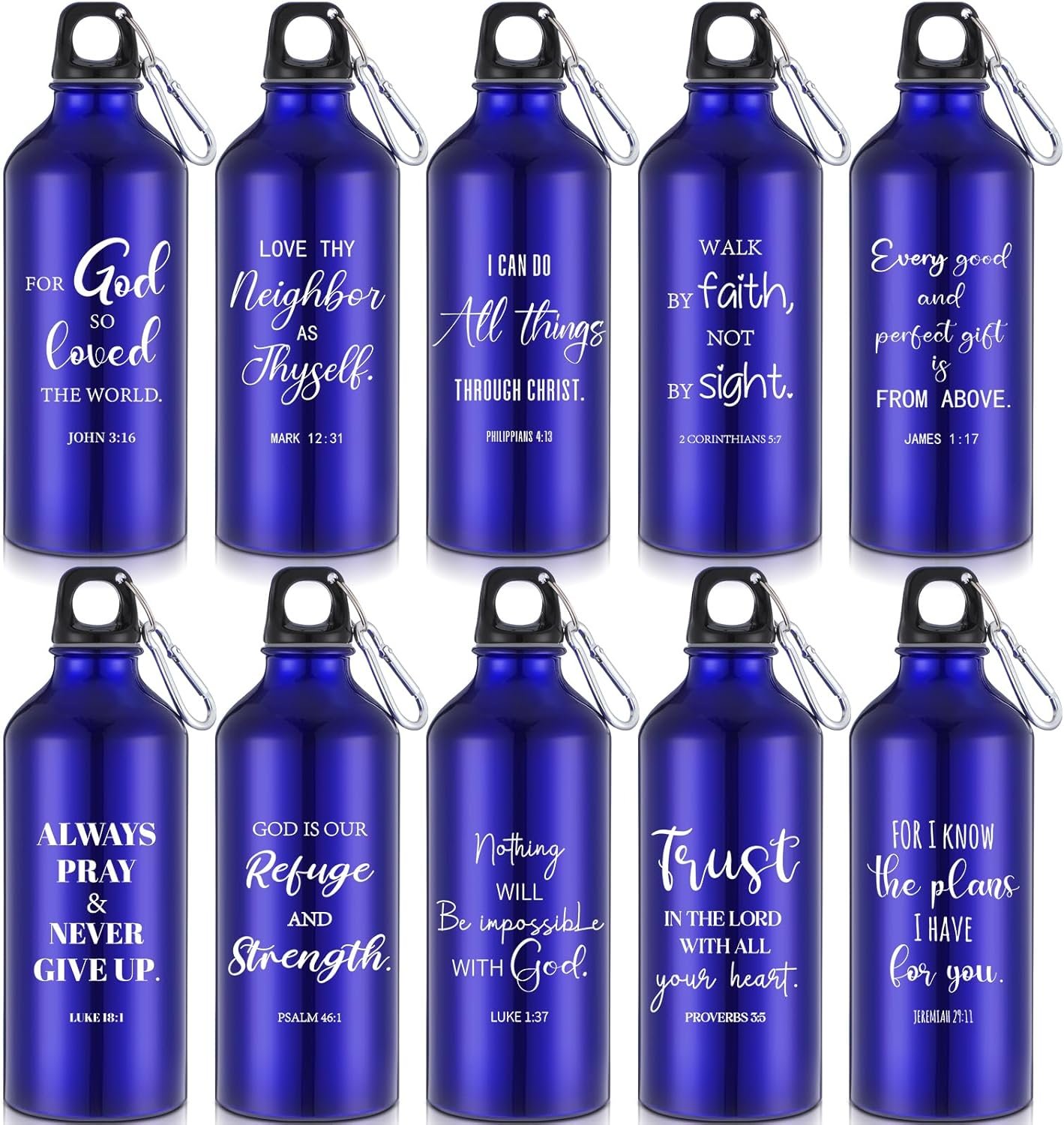 10 Pcs Inspirational Christian Gifts for Women Men, 20 oz Aluminum Water Bottle with Encouragement Scripture, Faith-Based Travel Mug Religious Confirmation Gifts Bulk Easter Church Gift
