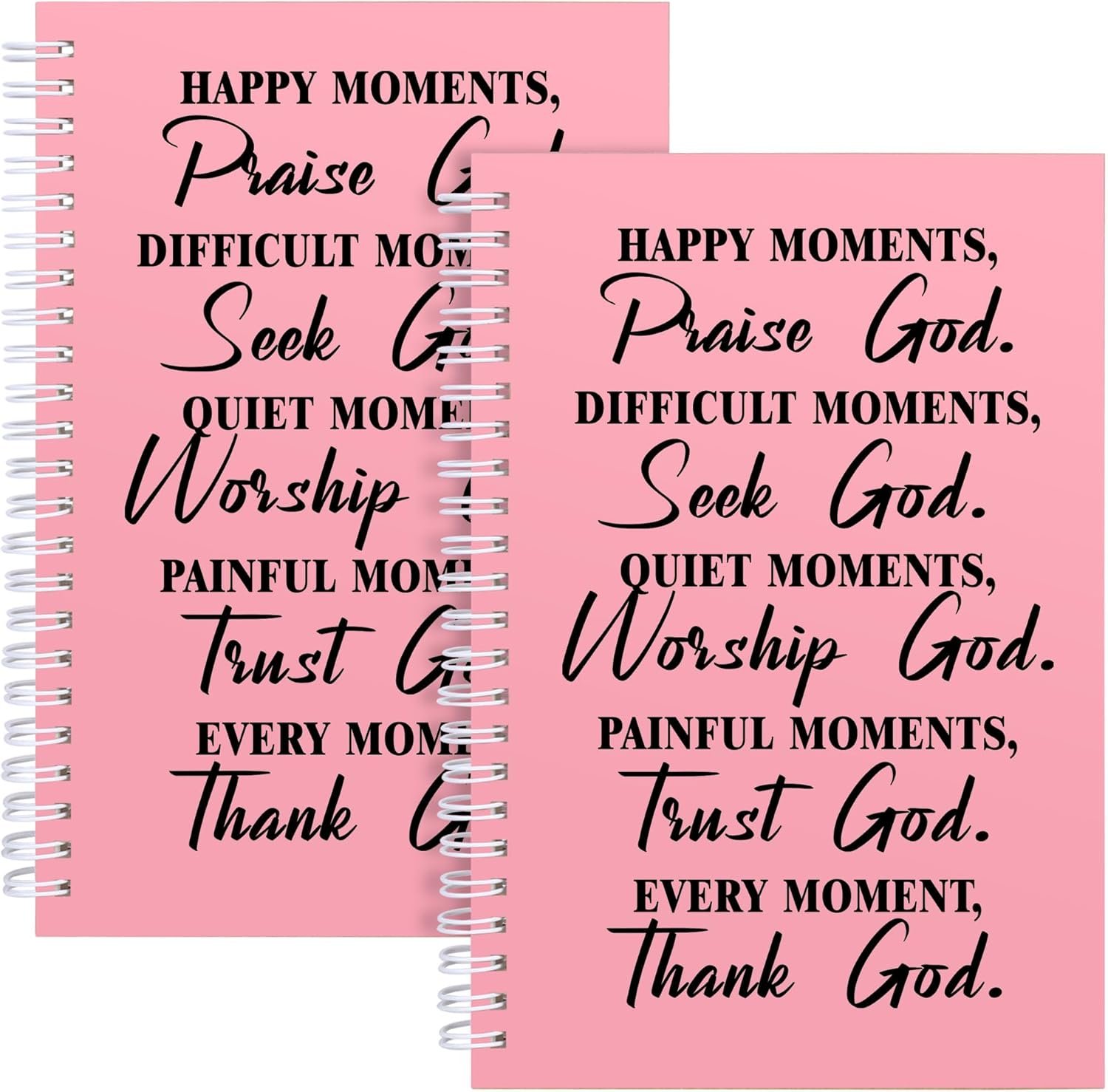 2Pcs Christian Spiral Notebook Prayer Journal,Christian Gifts for Women,Bible Verse Notebook,Journal for Women Men,Religious Faith Inspirational Gifts Catholic Gifts (2Pcs Moments Pink)