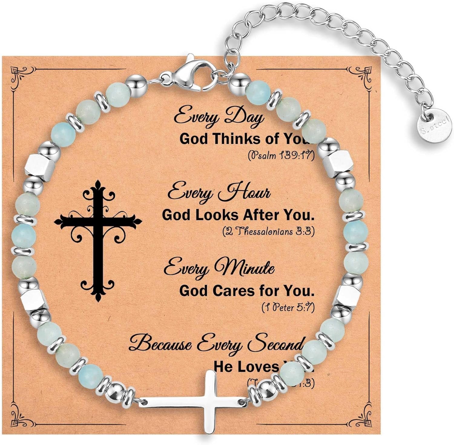 Religious Cross Bracelet for Women Girls, Christian Gifts for Daughter Granddaughter Sister in Christ Friend Niece on Birthday Christmas Easter Valentines Day Graduation