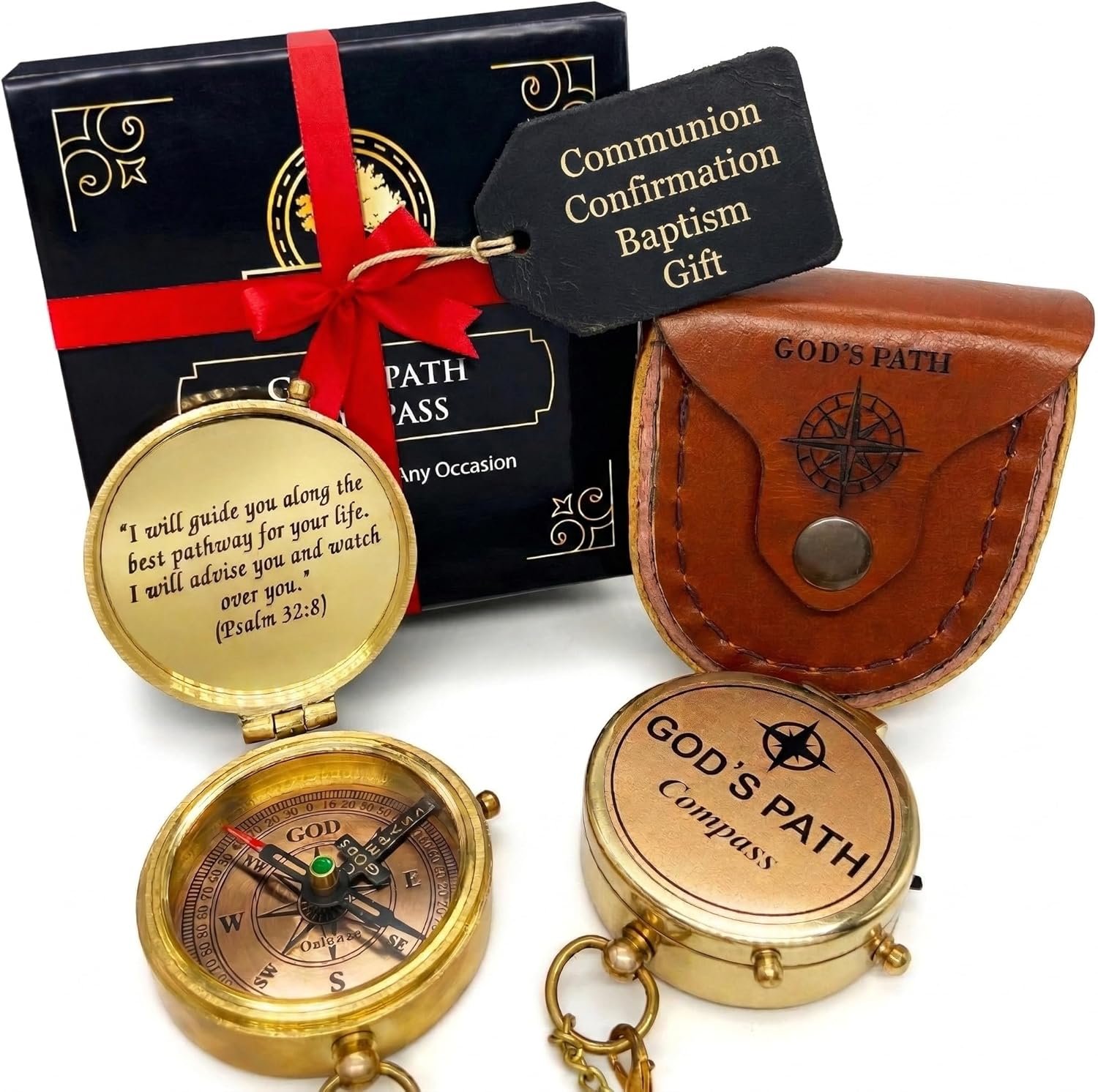 God’s Path Compass – Communion & Confirmation Gift for Teenage Boys | Baptism Religious Gifts for Men, Christian, Catholic, Graduation | Sentimental & Inspirational Present – Greeting Card Included