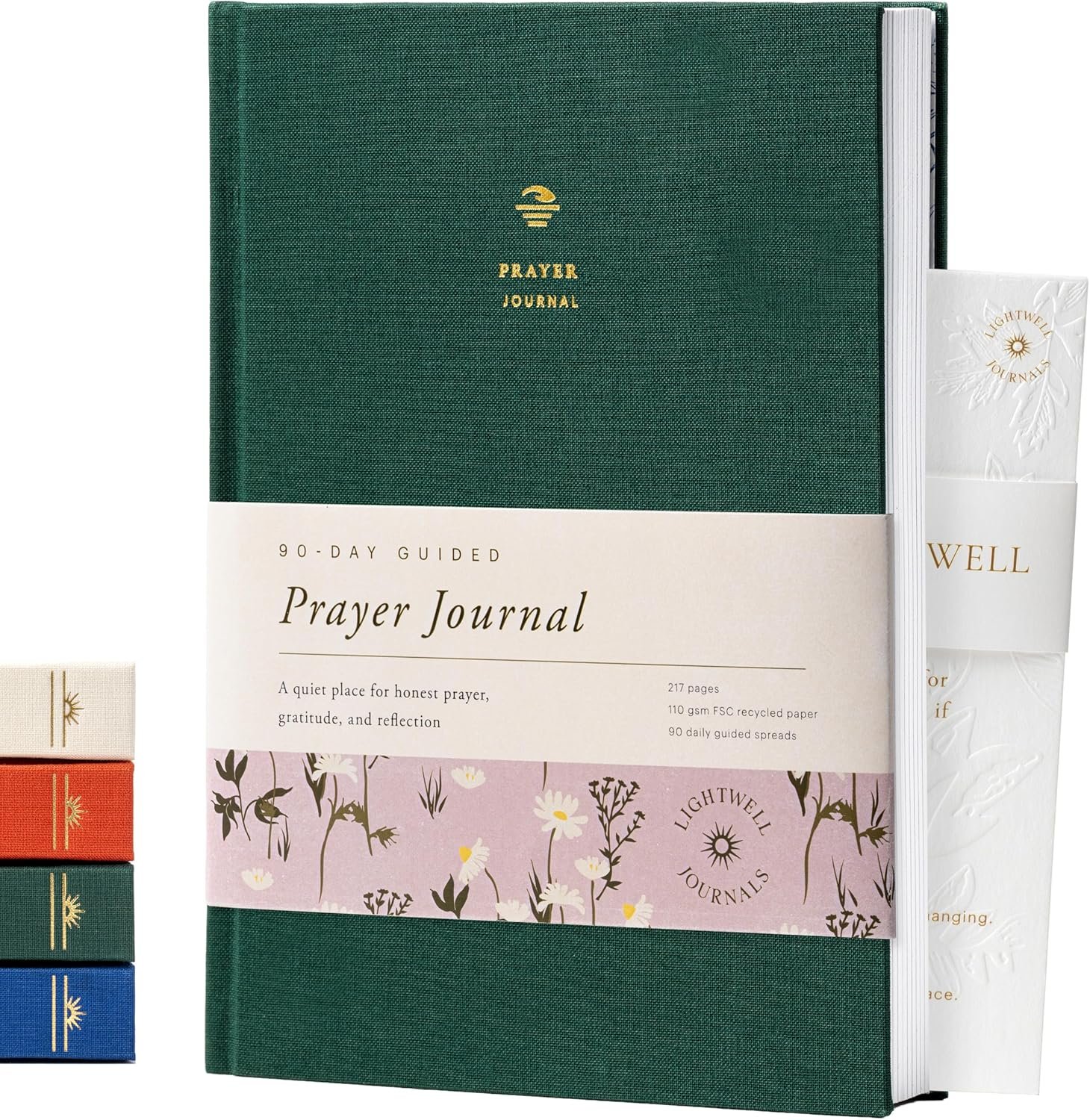 Prayer Journal for Women & Men: Guided Christian Journal with Daily Prompts, Gratitude, Intercession & Reflection | Lightwell 90-Day Prayer Practice | 218 Pages, 110gsm Paper (Forest Green)