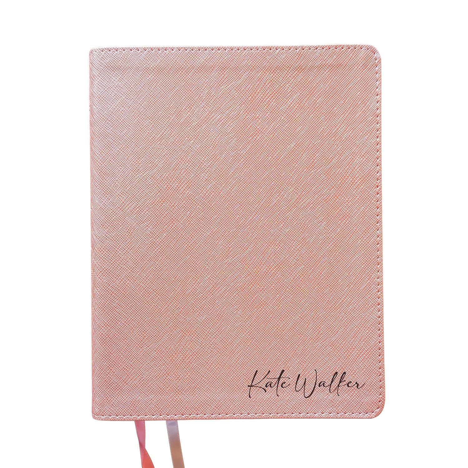 Personalized NIV Beautiful Word Bible – Pink Leathersoft Faux Leather | Custom Name Engraved | Updated Edition with 600+ Full-Color Illustrated Verses, Red Letter & Peel-and-Stick Tabs (Name Only)