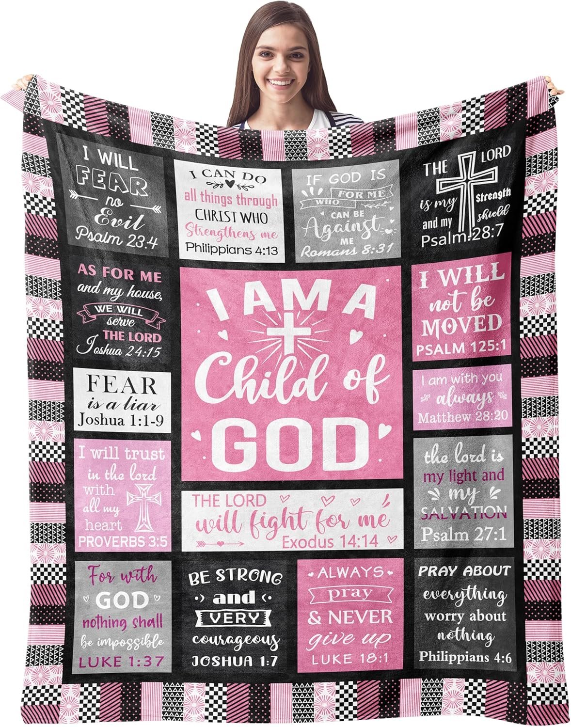 CUJUYO Christian Gifts for Women Blanket 60″x50″ – I Am a Child of God Blankets – Inspirational Religious Birthday Catholic Spiritual & Baptism Confirmation Gifts for Girls