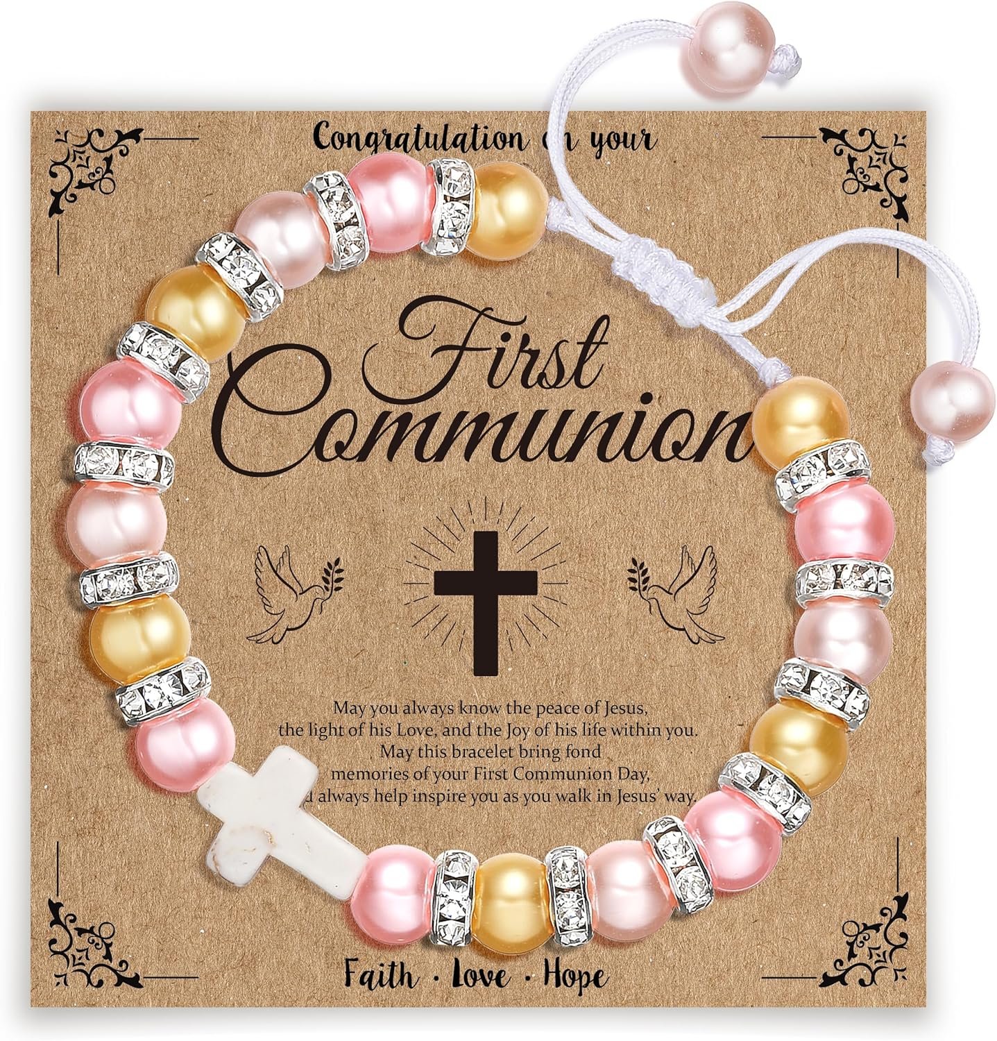 Catholic Bracelets Gifts for Women Cross Charm Bracelet Easter First Communion Religious Christian Jewelry Gift