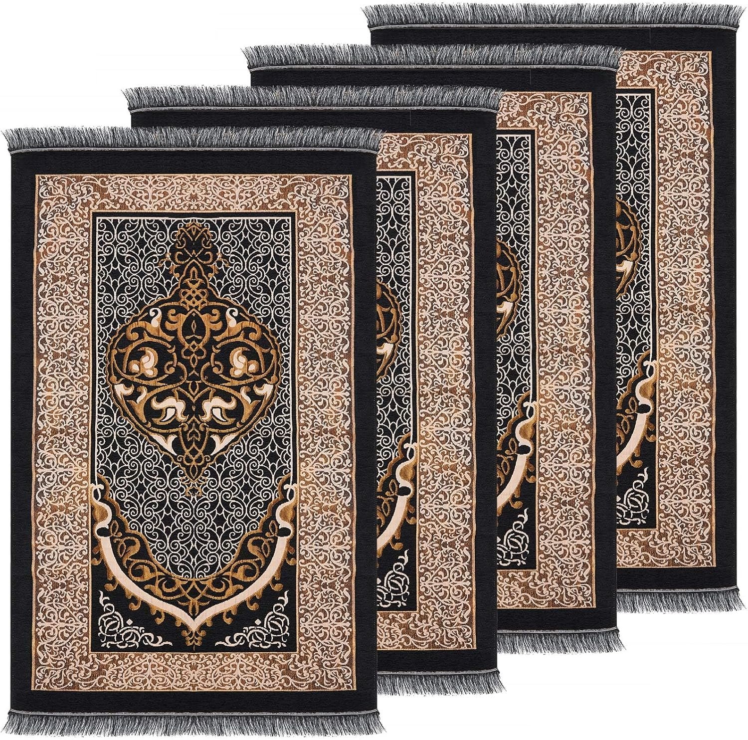 Mindsoft 4 Pcs Muslim Prayer Rug, Islamic Prayer Rugs Muslim Praying Mat Traditional Janamaz Sajadah Soft Islamic Gifts Set Carpet Mat Men Women Gift for Eid Travel Ramadan 27.56 x 43.31 Inches