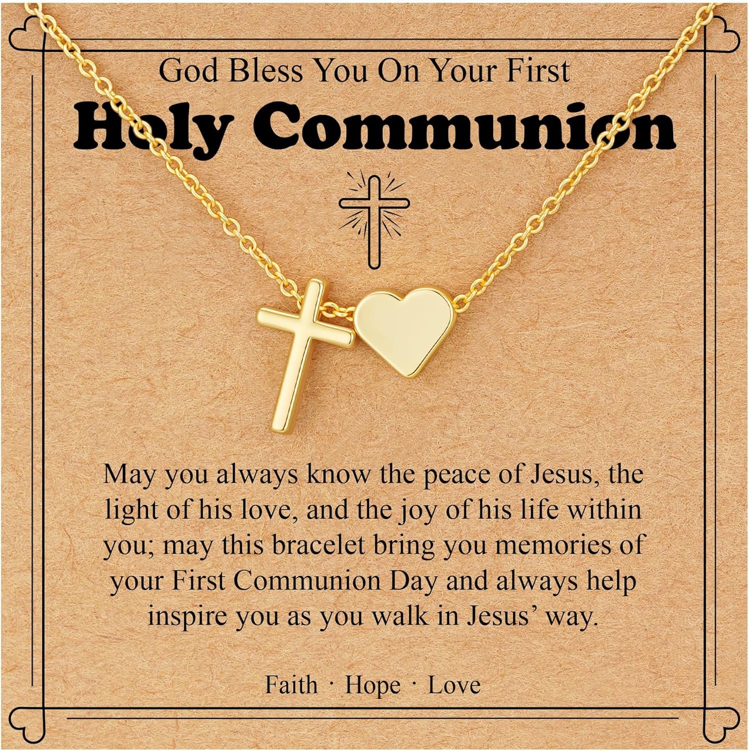 WEDDINEN First Communion Confirmation Baptism Jewelry Gifts for Teens Girls Kids,Cross Heart Necklace for Women Girls Christian Religious Stuffers Jewelry Gifts for Kids