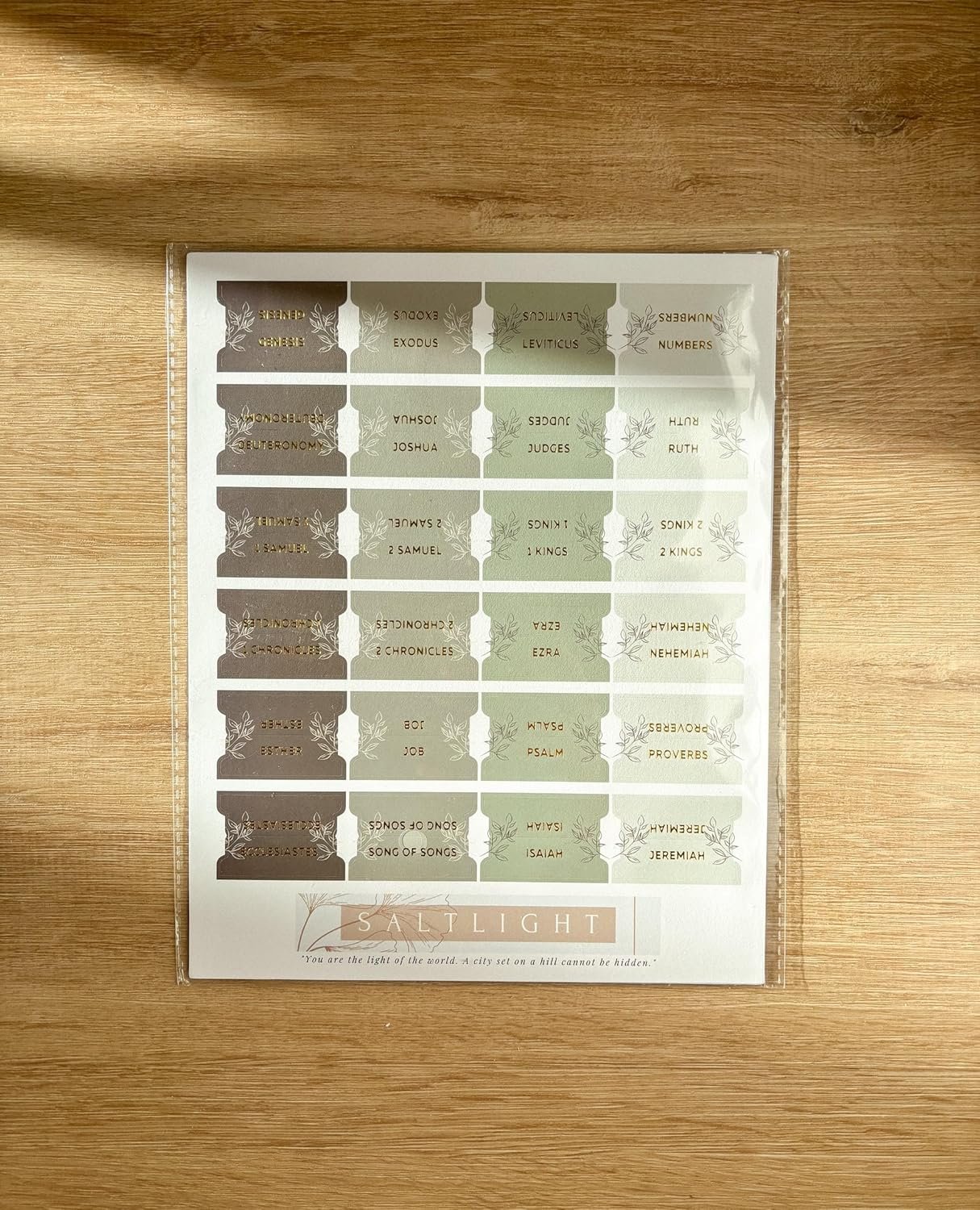 Pine Green Bible Tabs for Women & Men – Matte Laminated Bible Index Tabs with Gold Foil for Bible Journaling & Easy Navigation