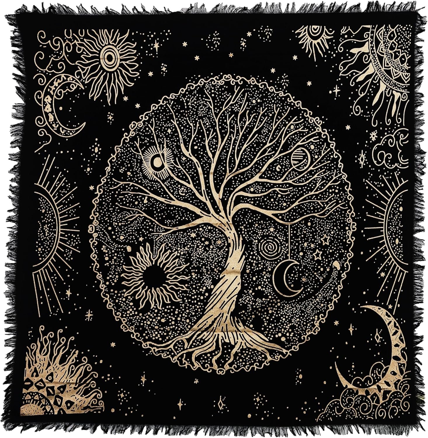 Indian Consigners Tree of Life Altar Cloth Tapestry Tablecloth Celtic Trees Ritual Spiritual Cloth for Sacred Places Cotton Square Tarot Table Cover 36 by 36 Sacred