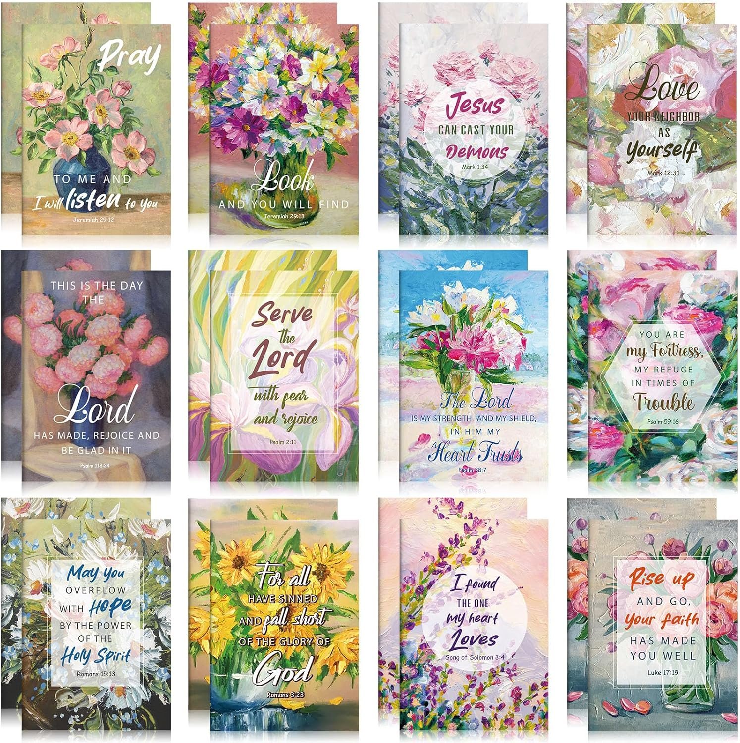 Tatuo 24 Pack Christian Floral Notebooks for Women Inspirational Bible Verse Journals Flower Small Prayer Notepads with Scripture Religious Mothers Day Gifts for Faith, Church, Bible Study