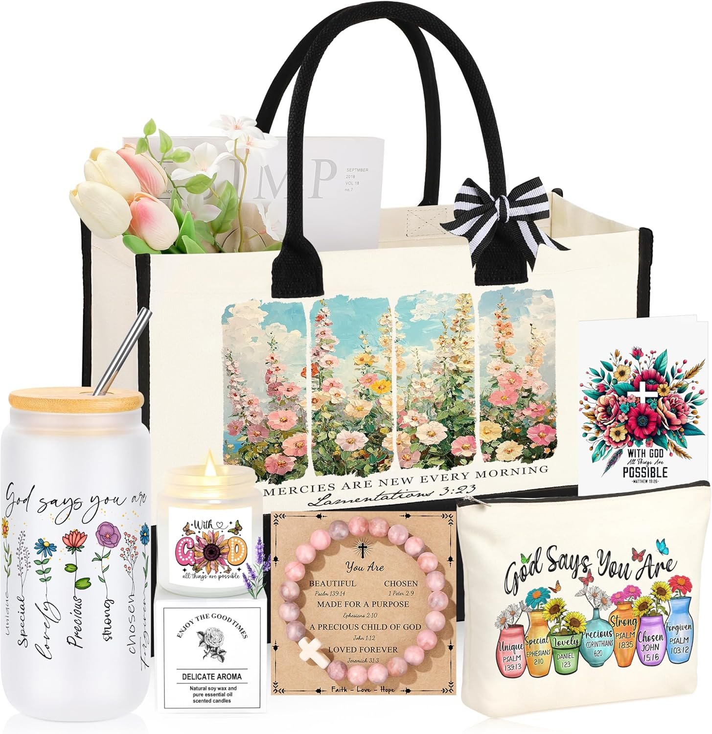 Christian Religious Gifts for Women, Christmas Birthday Gifts for Women Best Friend Sister Mom, Friendship Valentines Mothers Day Easter Ideas Present Basket of 6