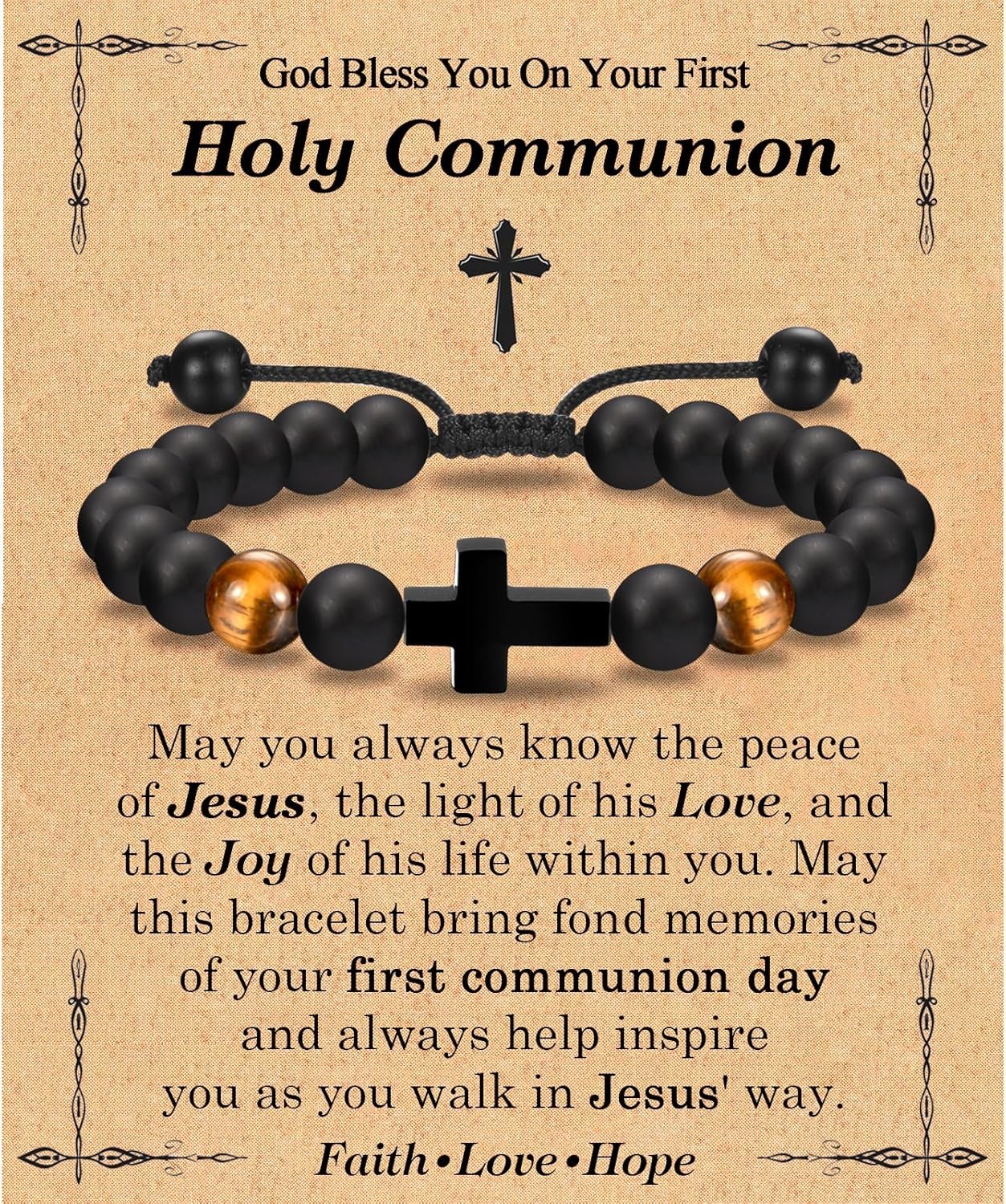 Cross Bracelet Gifts for Boys Girls, Easter Basket Stuffers Baptism Communion Confirmation Birthday Christmas Valentines Graduation Gifts for Son Grandson Nephew Brother Daughter Granddaughter Niece