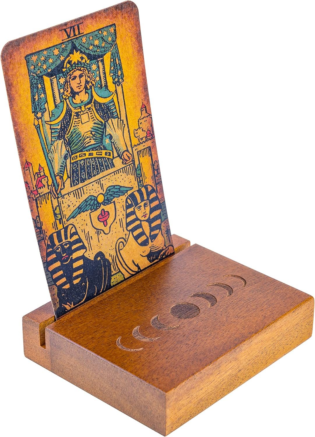Tarot Card Holder Stand – Display Your Daily Draw – Witchy Gifts for Women, Tarot Accessories, Wiccan Altar Supplies, Witchcraft Decor, Divination Tools – 1-Card Stand with Engraved Moon