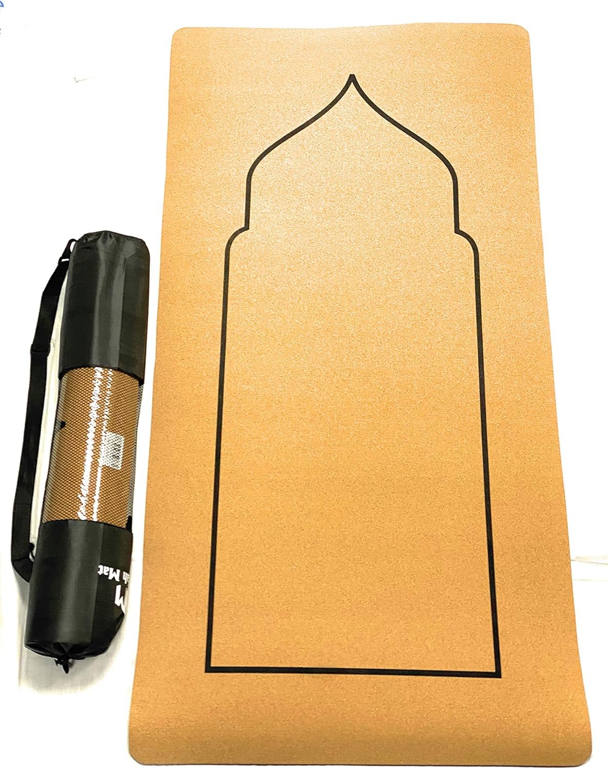 Generic Sajda Muslim Prayer Mat – Eco-Friendly Cork Musallah Mat, Non-Slip, Anti-Fatigue, Cushioned, Washable, Waterproof, Lightweight, Brown, 48″ x 24′ x 5mm