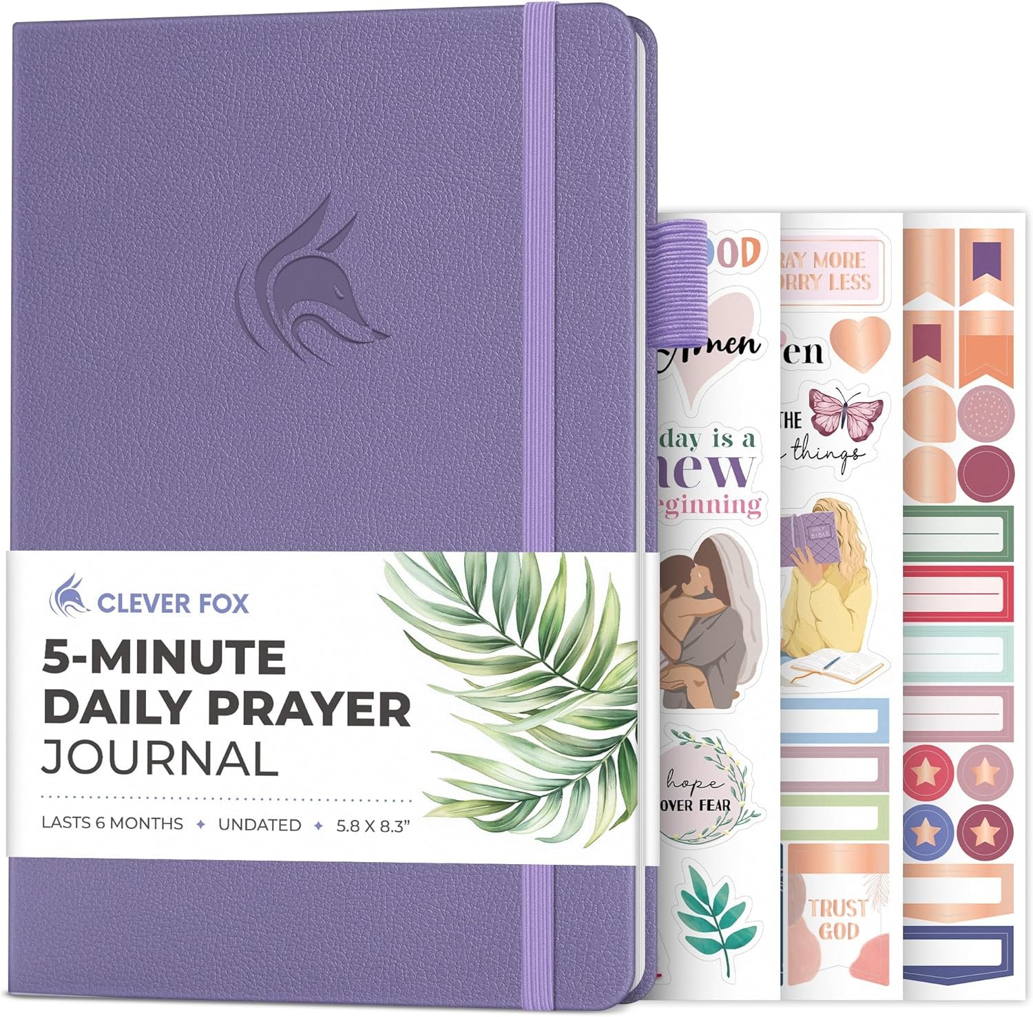 Clever Fox 5-Minute Daily Prayer Journal – Bible Study Journal for Women to Write In – Faith Based Gifts & Religious Accessories – Biblical Scripture Notes & Devotional Church Notebook (Lavender)