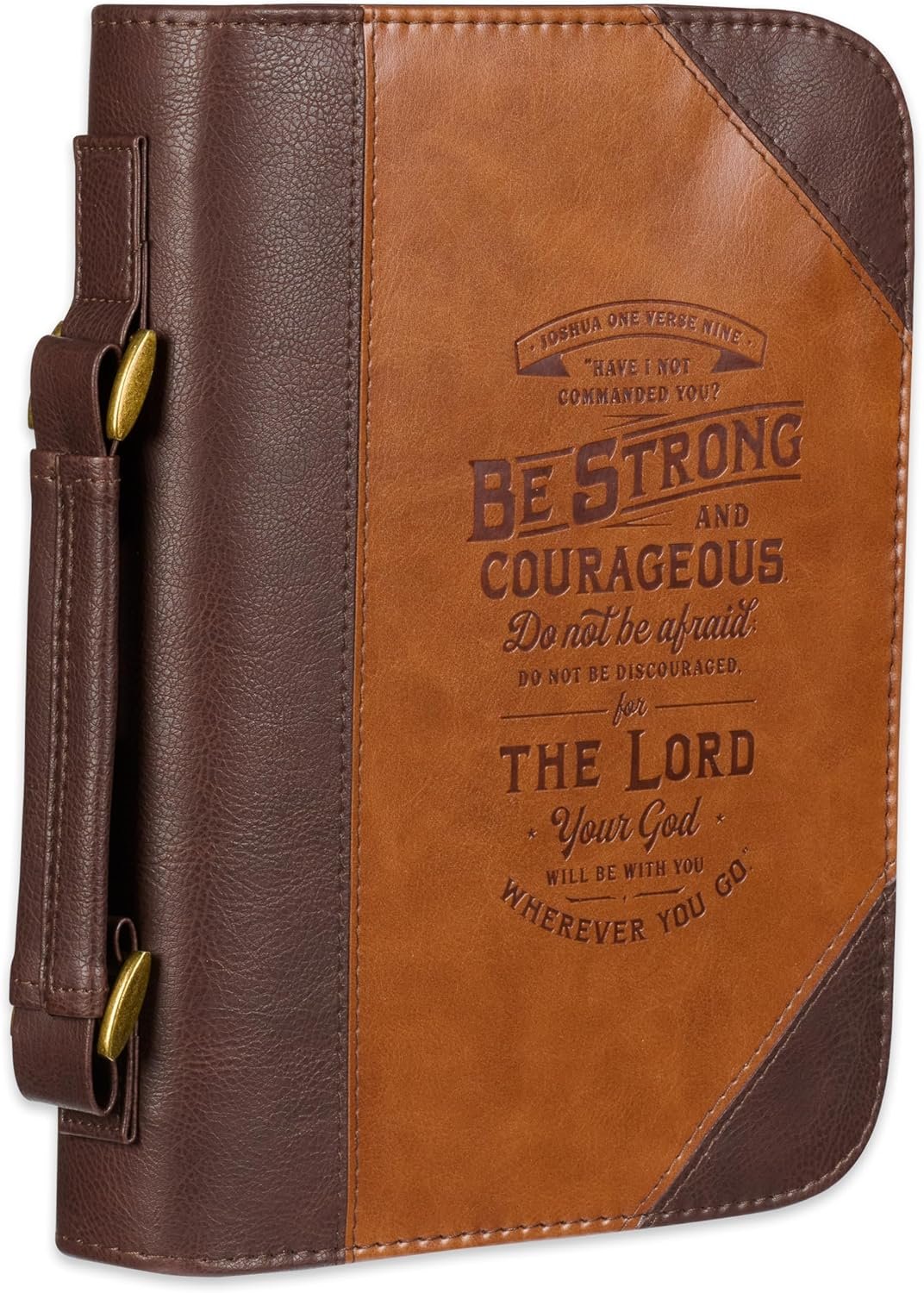 Christian Art Gifts Classic Bible Cover Do Not Be Afraid Joshua 1:9 Faux Leather, Toffee/Brown, Large