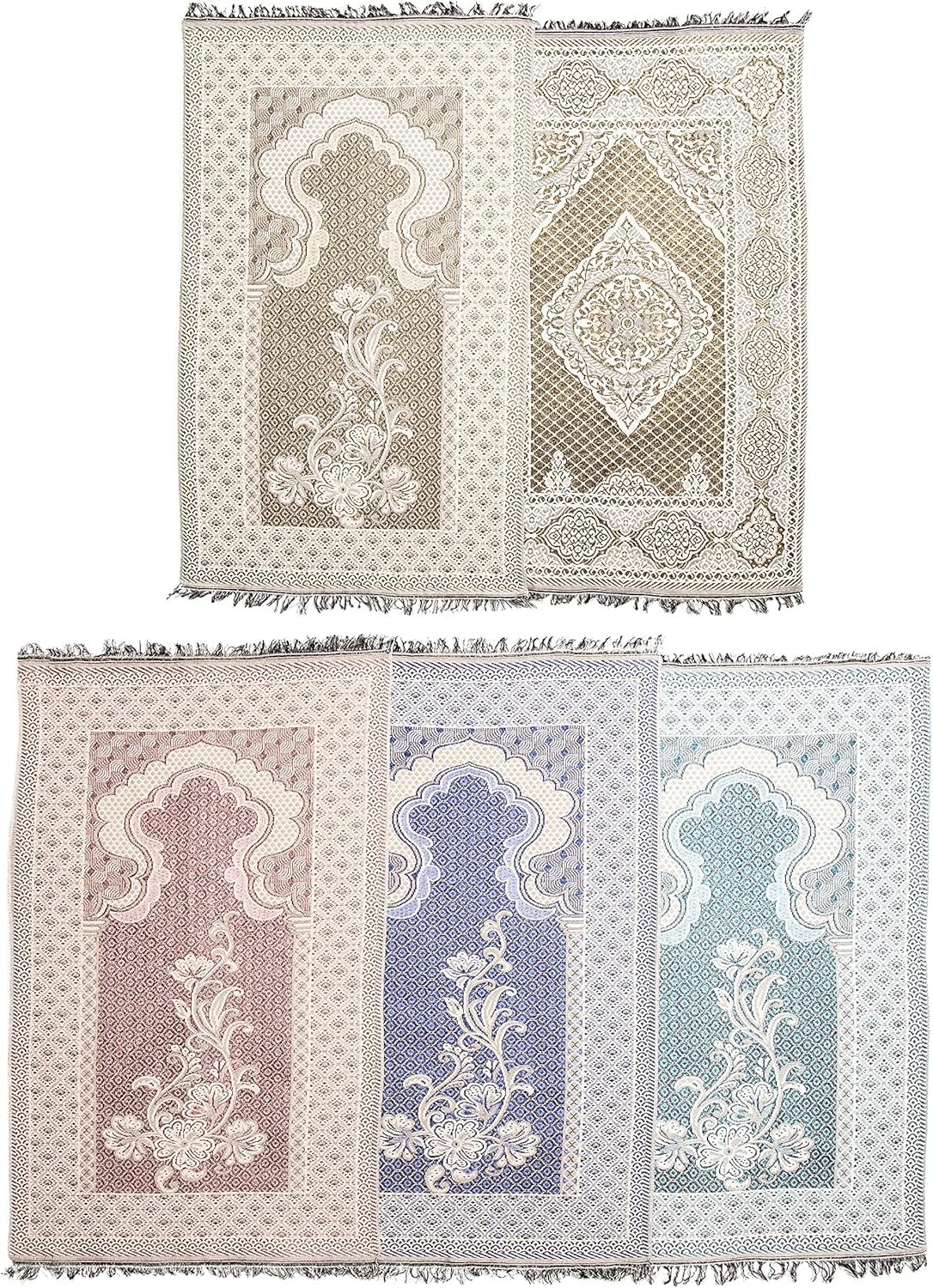 Ottoman Turkish Style Muslim Prayer Rug, Floral Pattern Prayer Mat (Five Thin Prayer Rug)