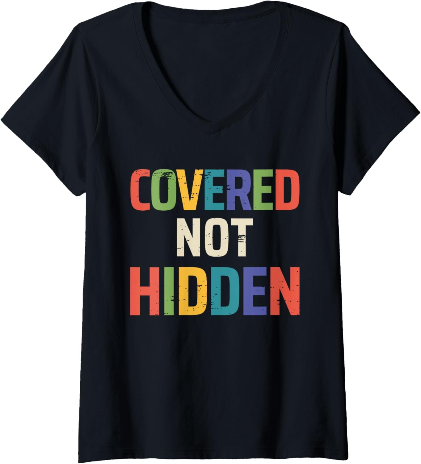 Womens Covered Not Hidden Modest Christian Fashion Neutral V-Neck T-Shirt