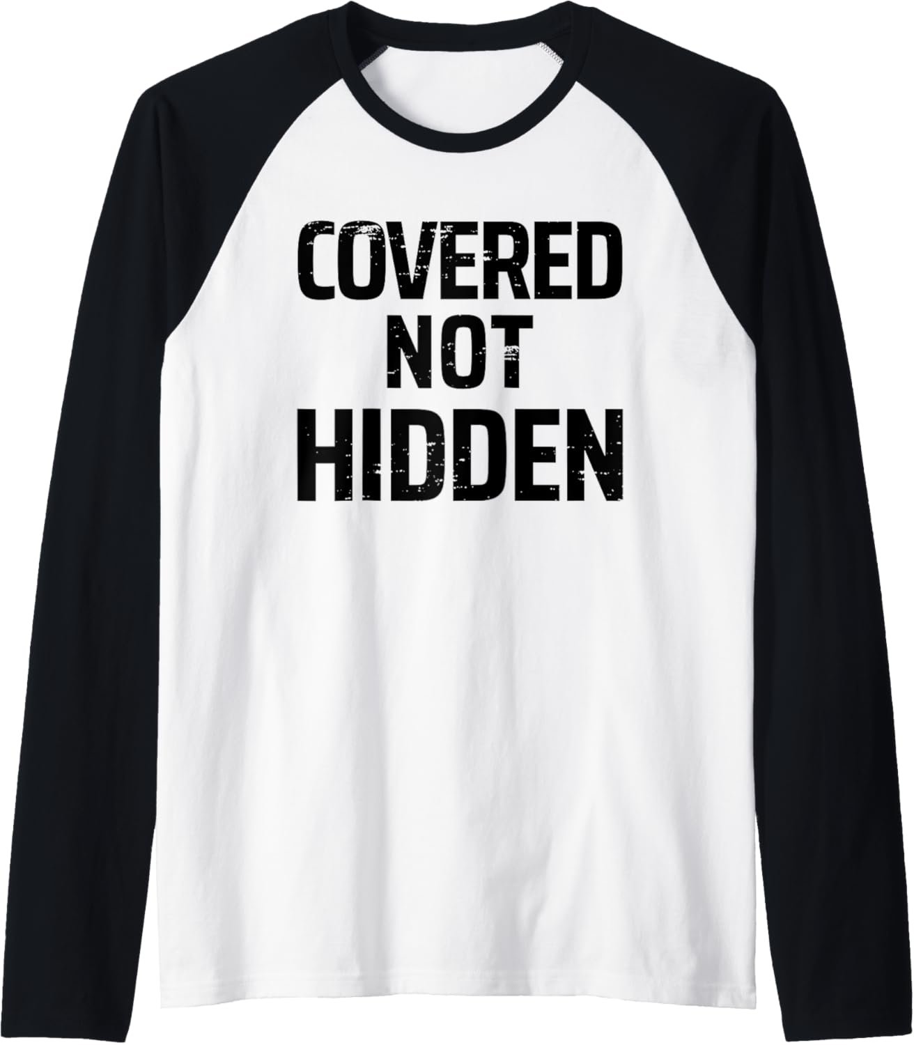 Covered Not Hidden Modest Christian Fashion Distressed Lt Raglan Baseball Tee