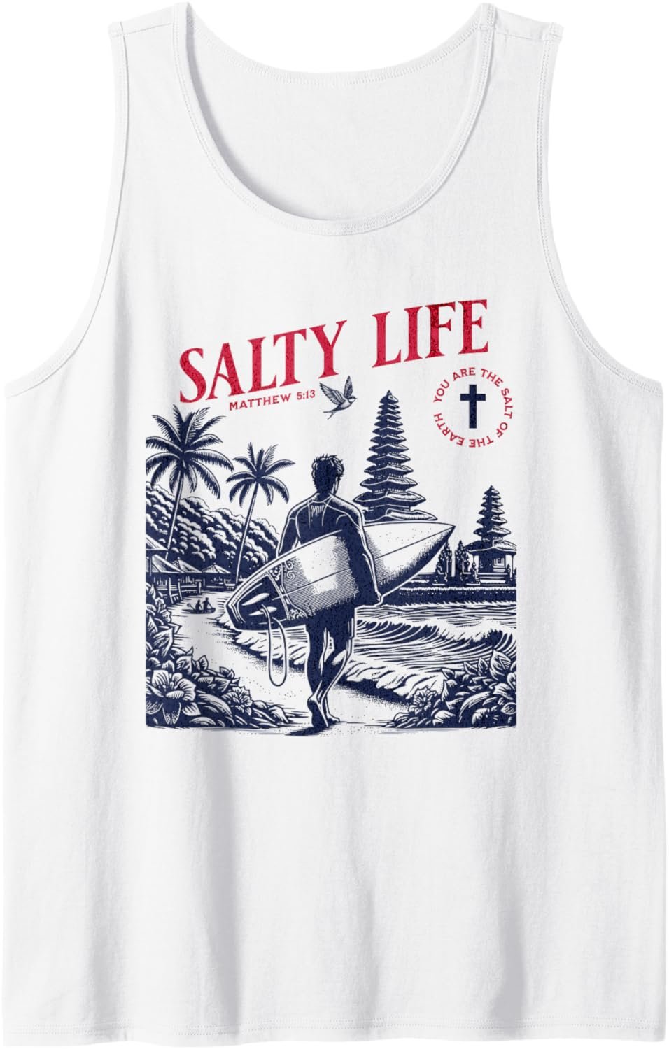 Salty Bible Verse Christian Faith Based Jesus Beach Modest Tank Top