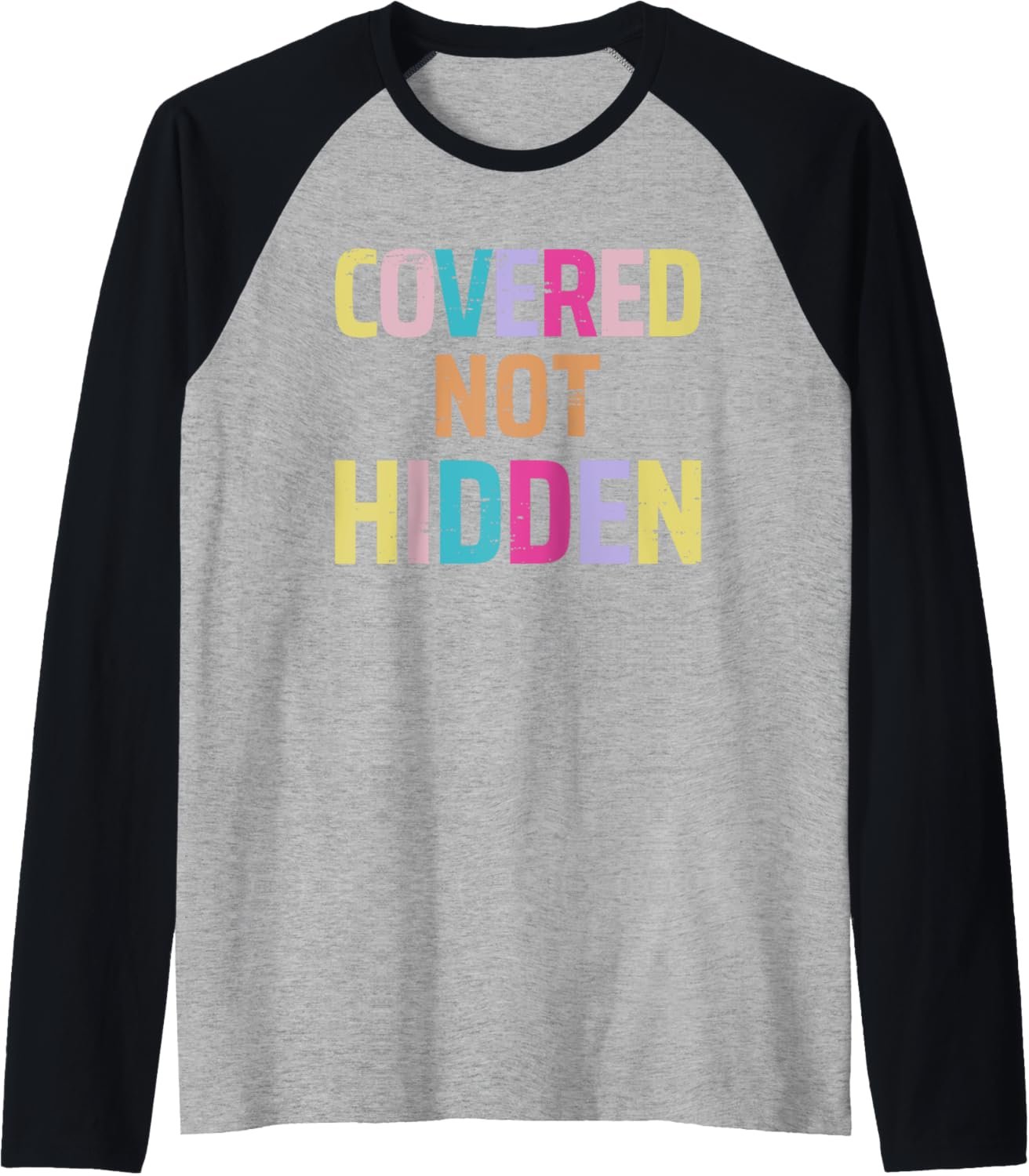 Covered Not Hidden Modest Christian Fashion Bright Raglan Baseball Tee