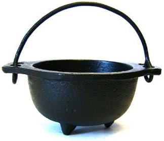 Cast Iron Cauldron w/Handle, Ideal for smudging, Incense Burning, Ritual Purpose, Decoration, Candle Holder, etc. (4″ Diameter Handle to Handle, 2.5″ Inside Diameter)