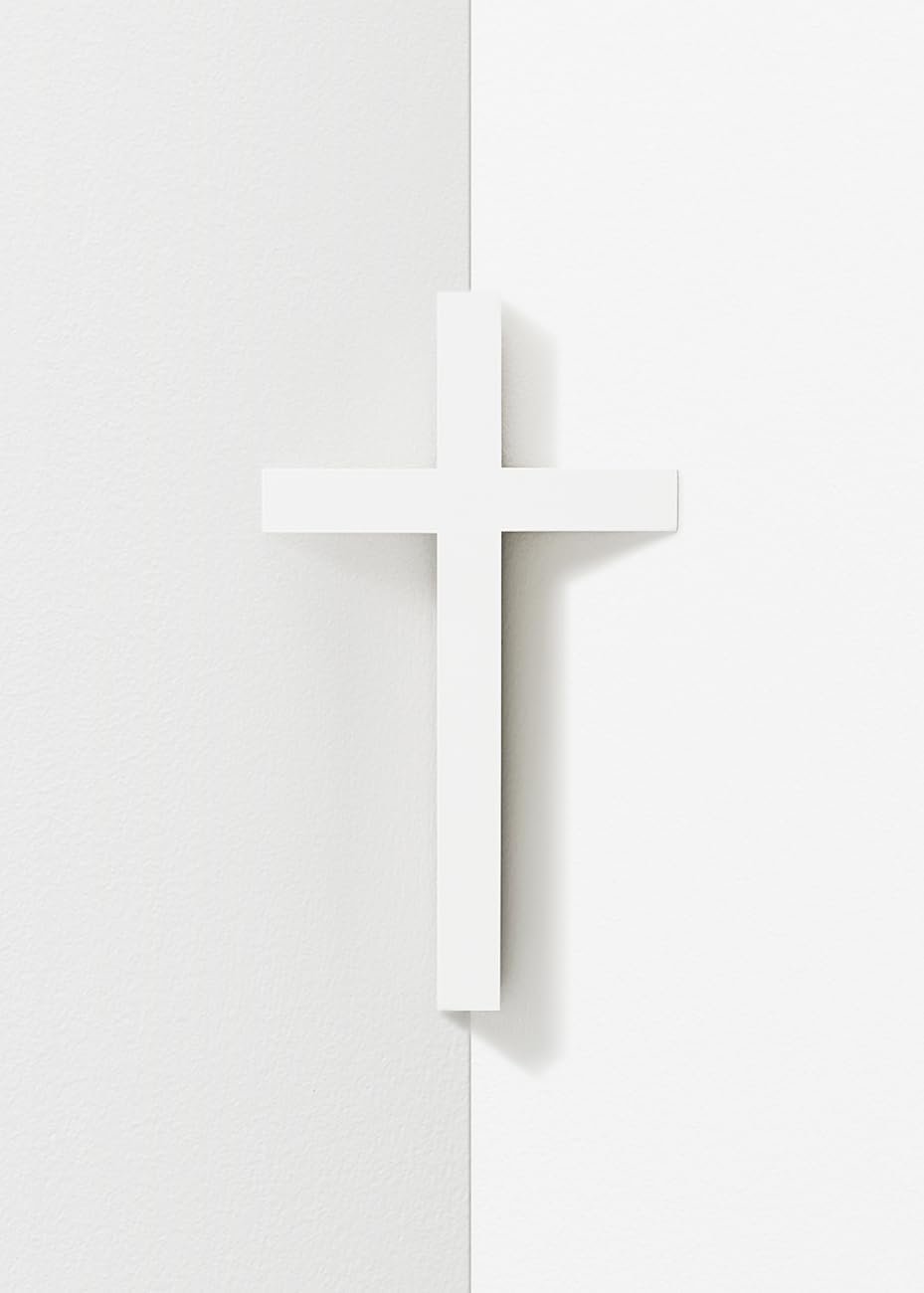 mosery Corner Attached Wall Cross 5.9″ Magnetic Religious Cross for Church Room Decoration, Spiritual Christian Gifts, Christmas Decor (White)