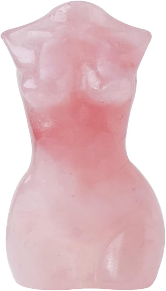 Apengshi Natural Rose Quartz Goddess Image Hand-Carved Female Model Collect Sculpture Crafts Healing Crystal Meditation Yoga Balancing Chakras Reiki Statue Pocket-Sized Home Ornaments Spiritual Gifts