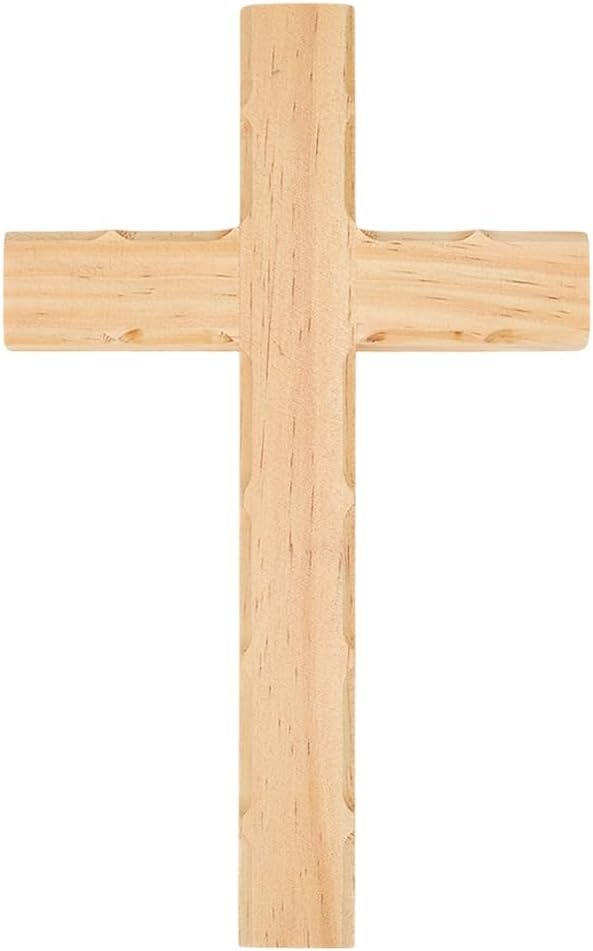 HOBBIESAY 1Pc Wall Hanging Wooden Cross 6×10 Inch Holy Walls Mounted Crosses Decoration Wood Wall Cross Gatholic Crucifix Walls Crosses Natural Wood Color for Home Church Party Gift Decor