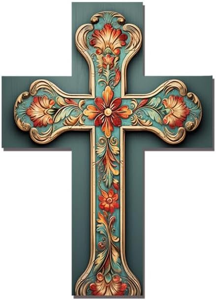 Wooden Vintage Cross for Wall Wood Plaque Wall Hanging Sign Rustic Cross Home Bar Cafe Kitchen Bathroom Living Room Decor 7x5in